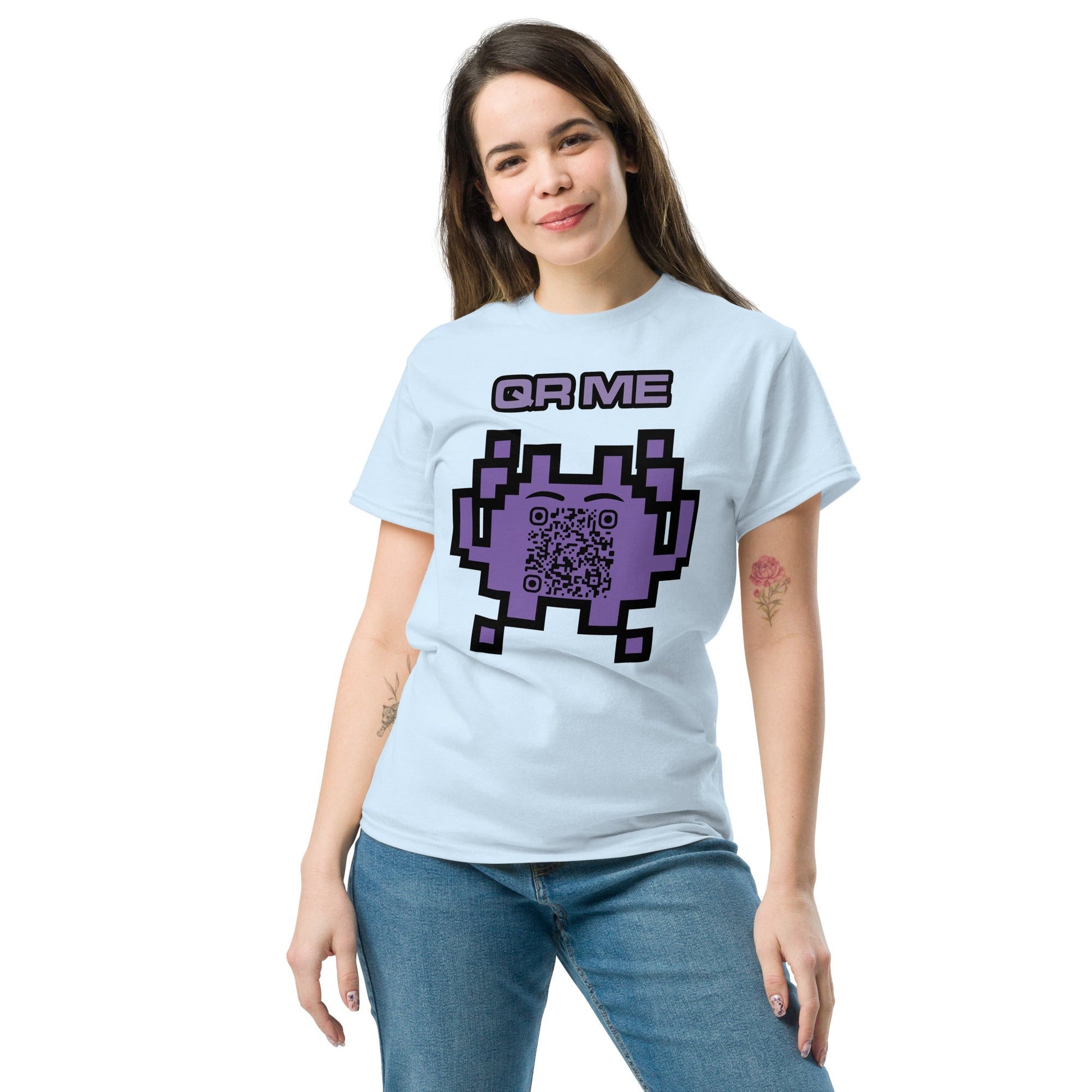 Alien Emoji Personalized QR Code Unisex T-Shirt