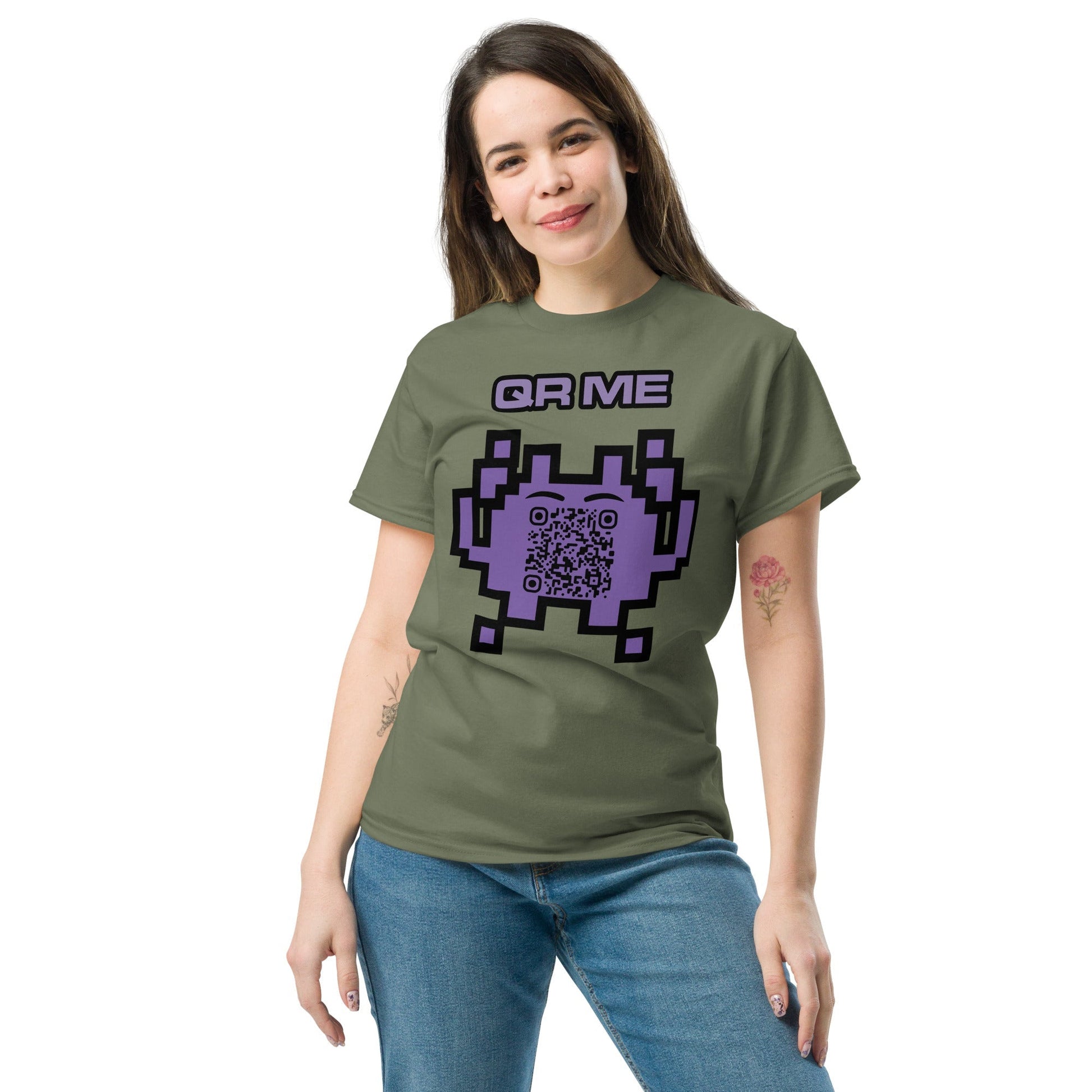 Alien Emoji Personalized QR Code Unisex T-Shirt