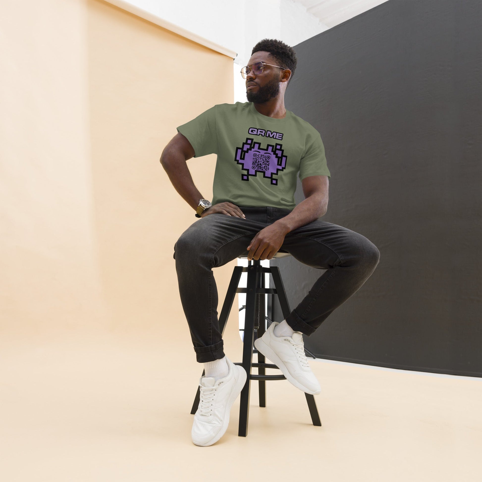 Alien Emoji Personalized QR Code Unisex T-Shirt