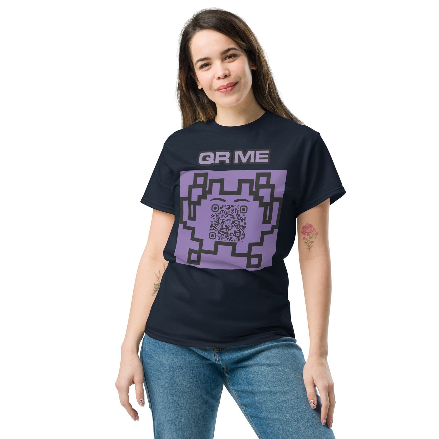 Alien Emoji Personalized QR Code Unisex T-Shirt