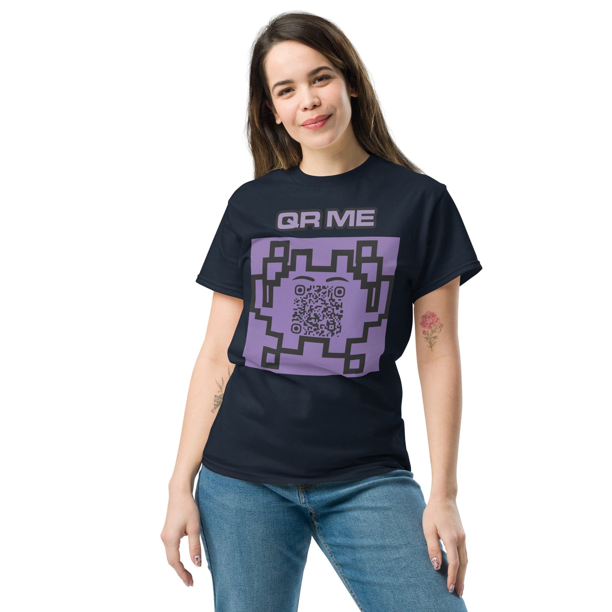 Alien Emoji Personalized QR Code Unisex T-Shirt