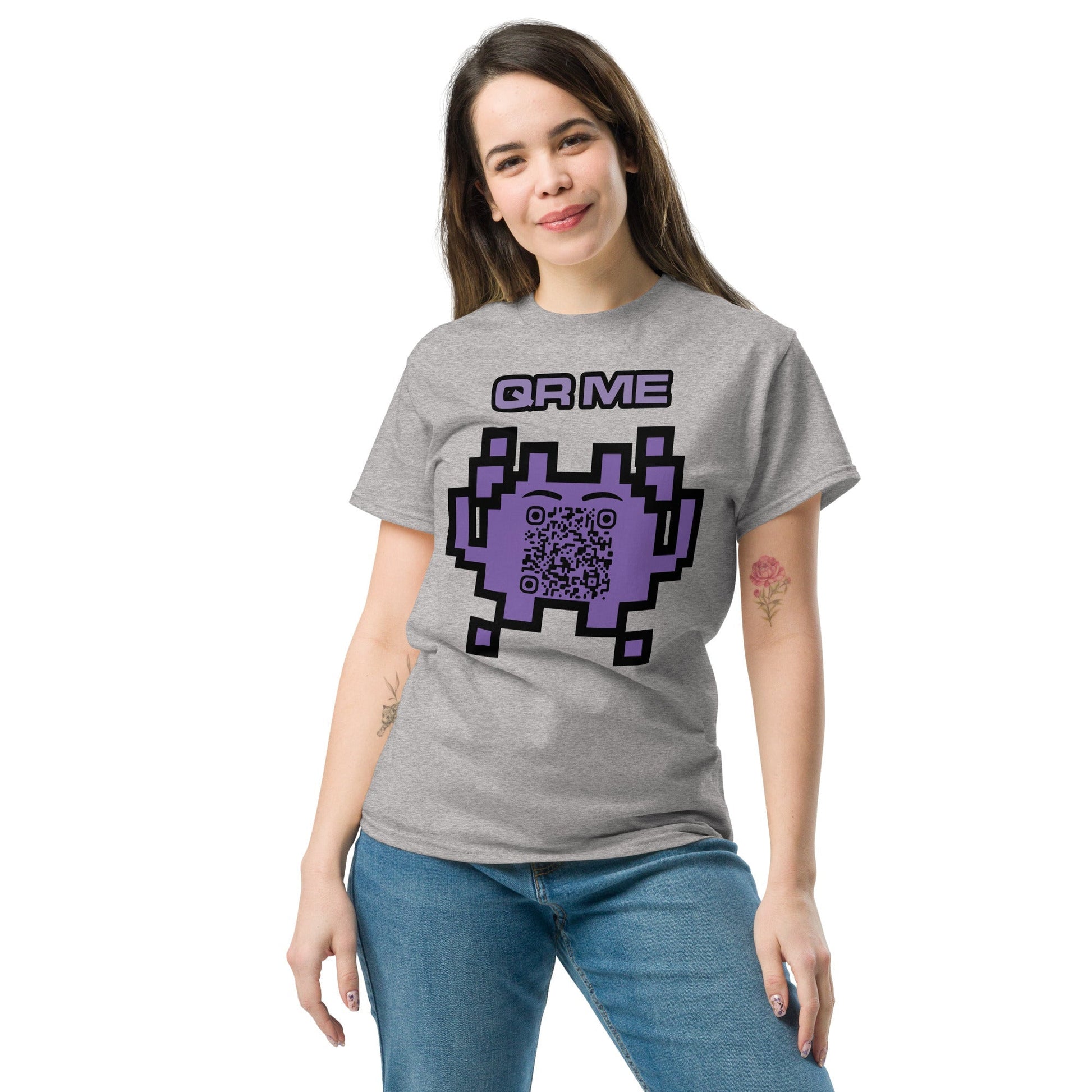 Alien Emoji Personalized QR Code Unisex T-Shirt