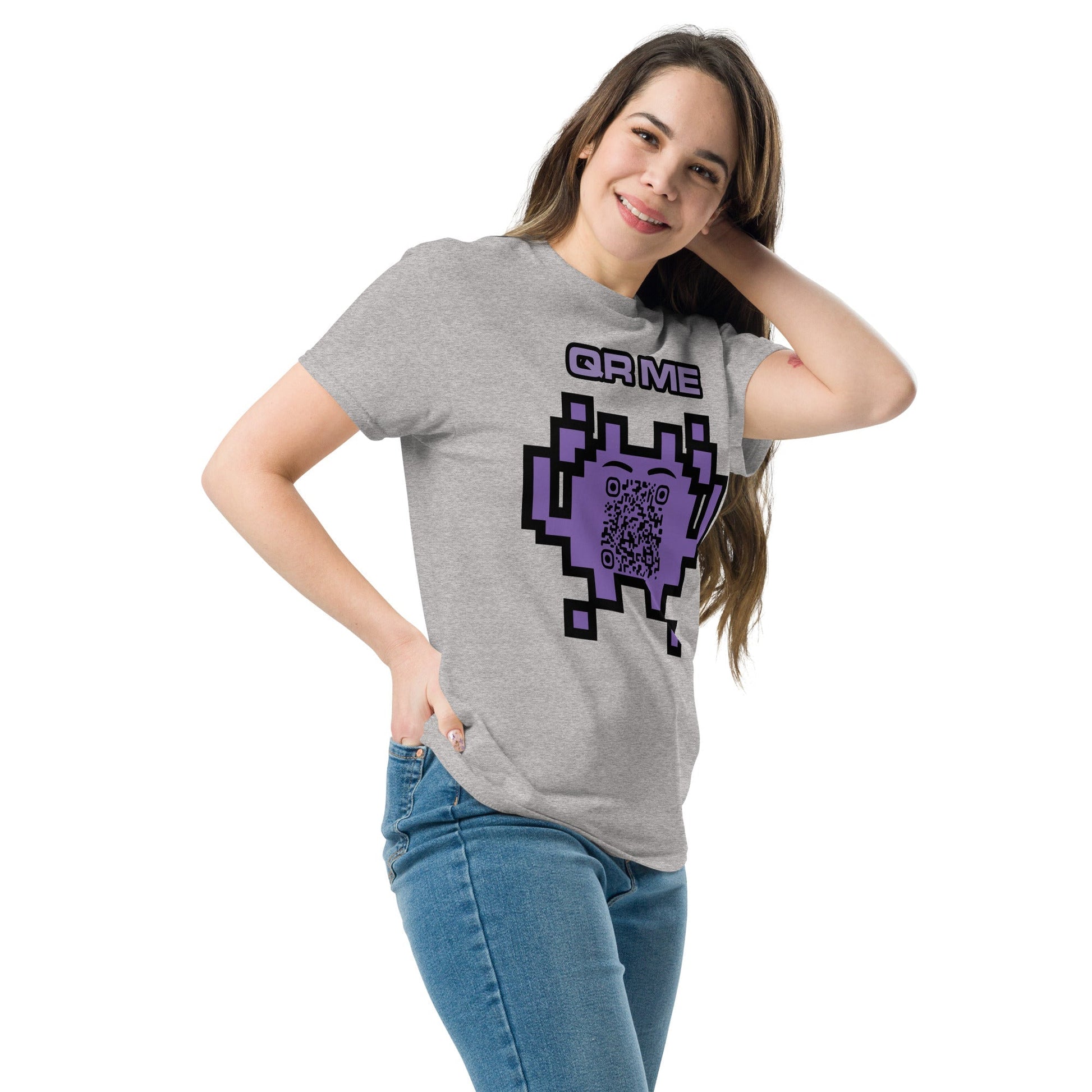 Alien Emoji Personalized QR Code Unisex T-Shirt