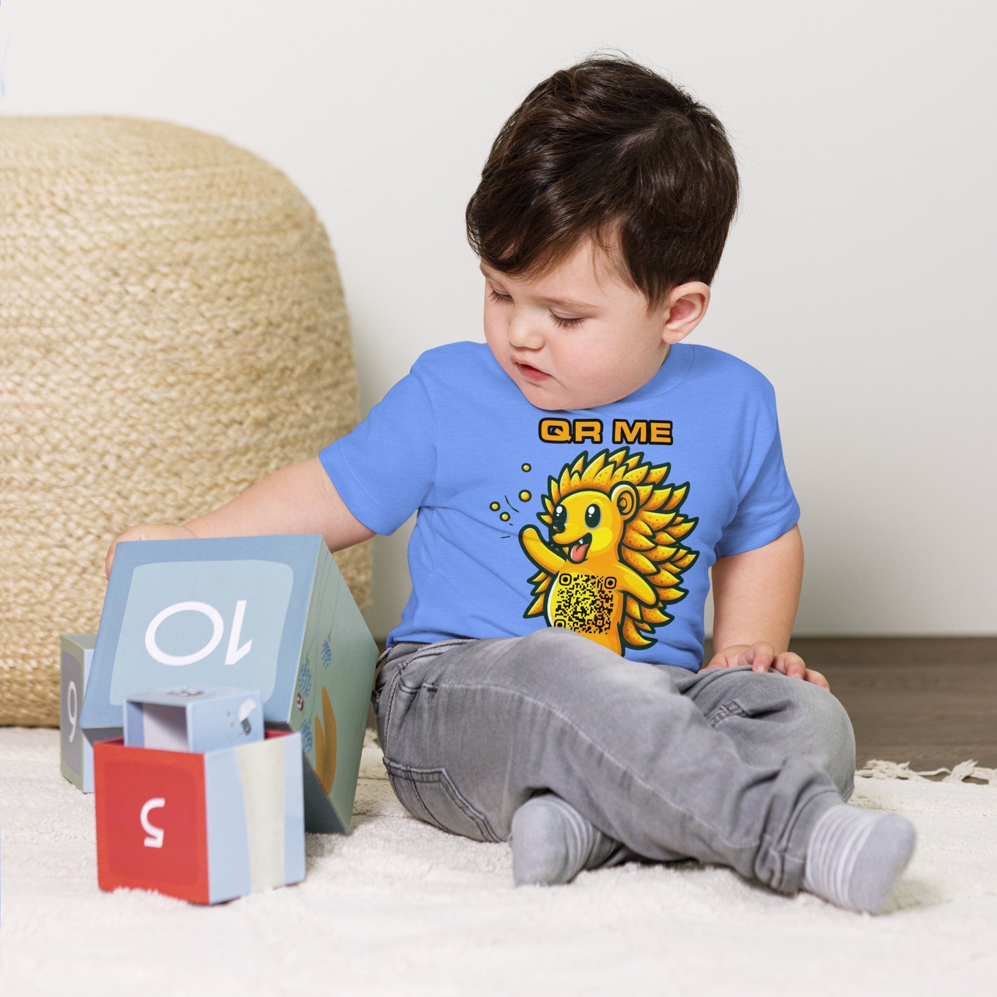 Fun Hedgehog Emoji QR Code Toddler T-Shirt