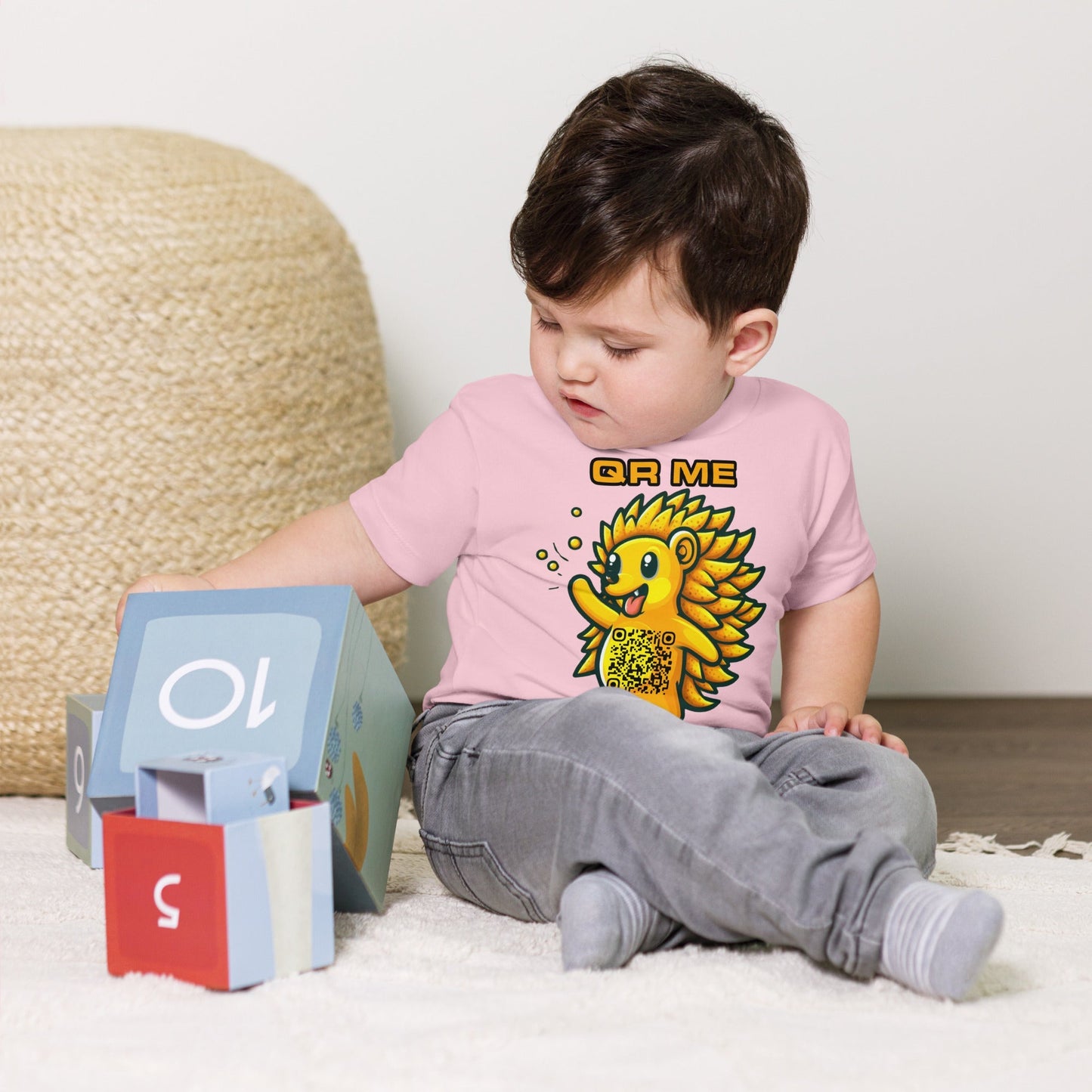 Fun Hedgehog Emoji QR Code Toddler T-Shirt