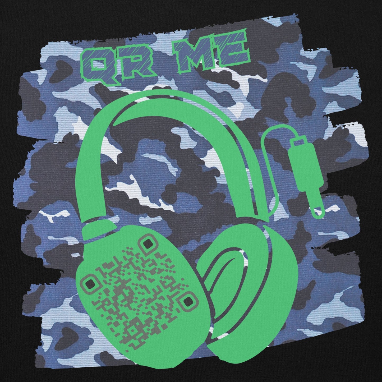 Personalized QR Code Blue Camo Hoodie β Blend In, Share Out