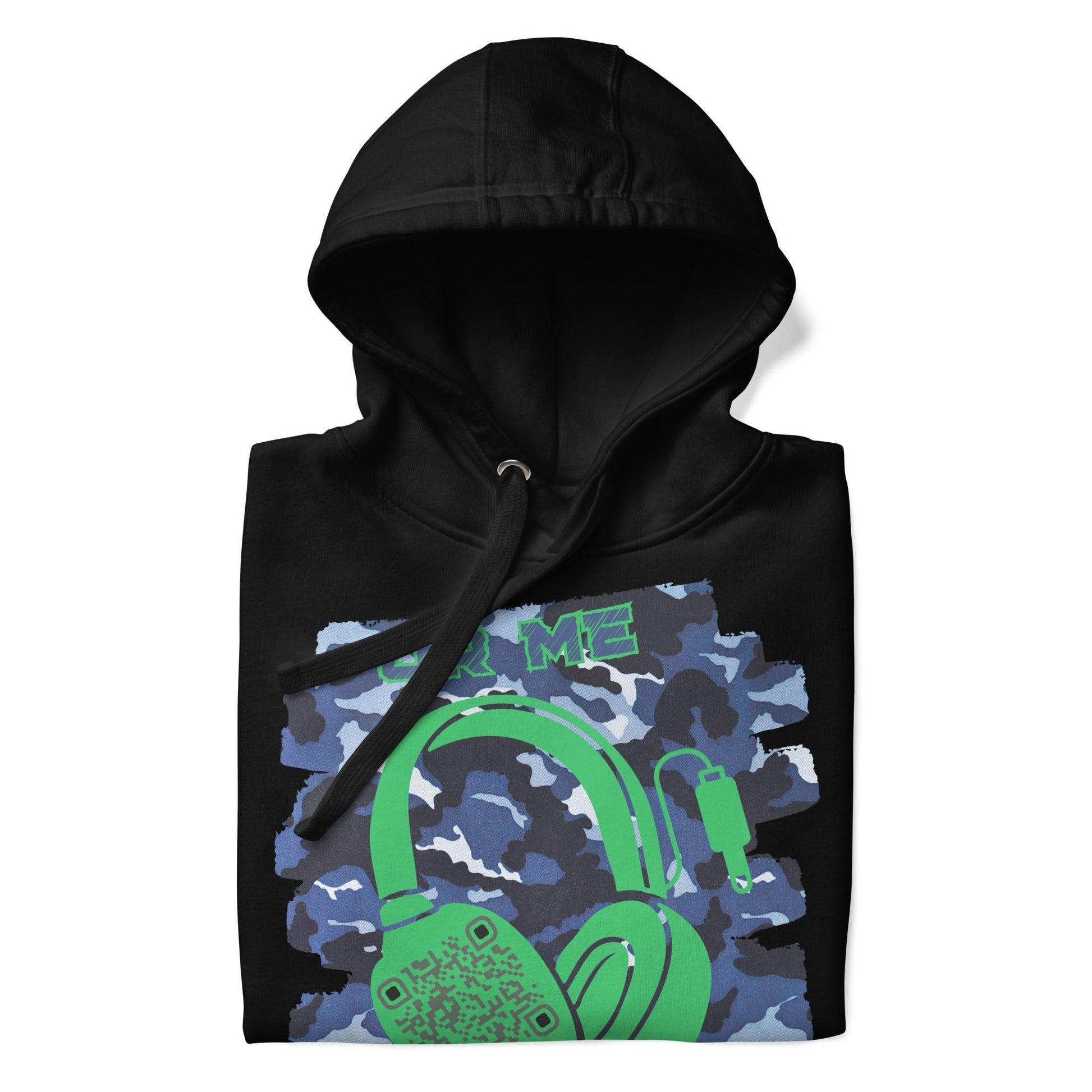 Personalized QR Code Blue Camo Hoodie β Blend In, Share Out