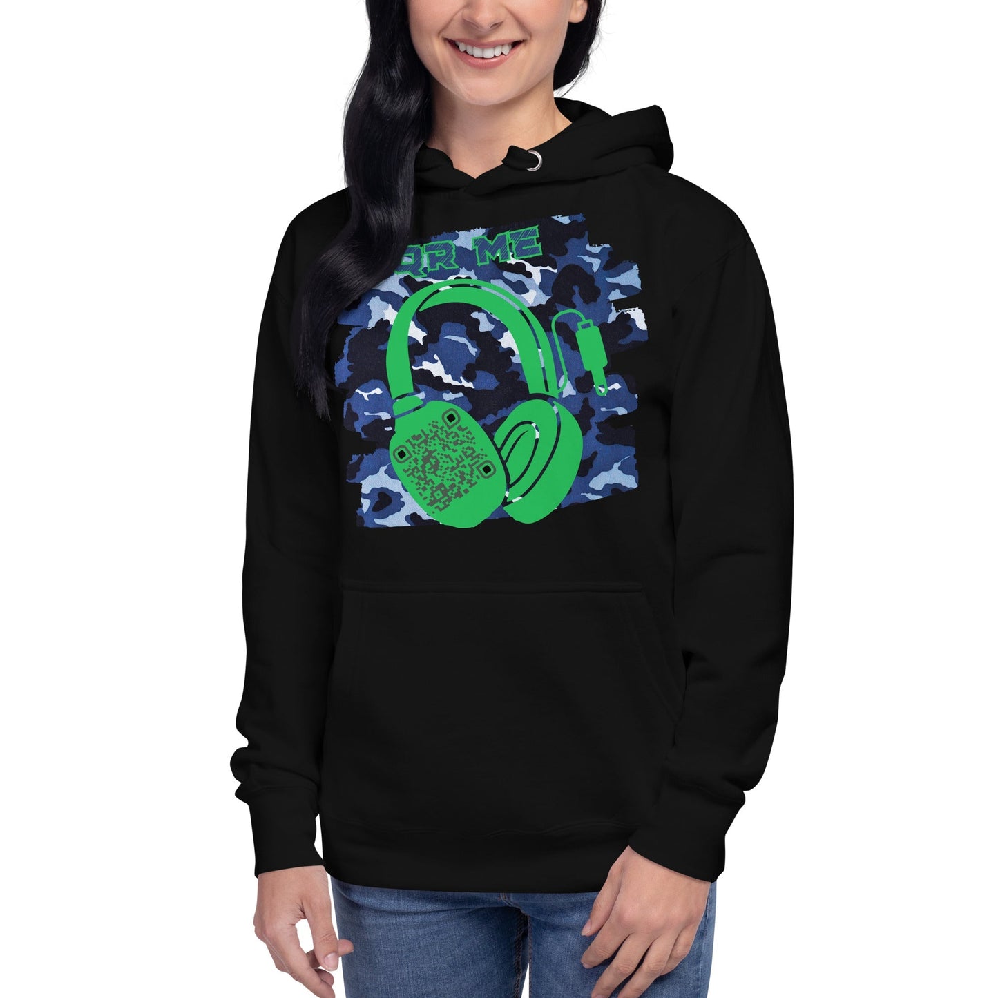 Personalized QR Code Blue Camo Hoodie β Blend In, Share Out