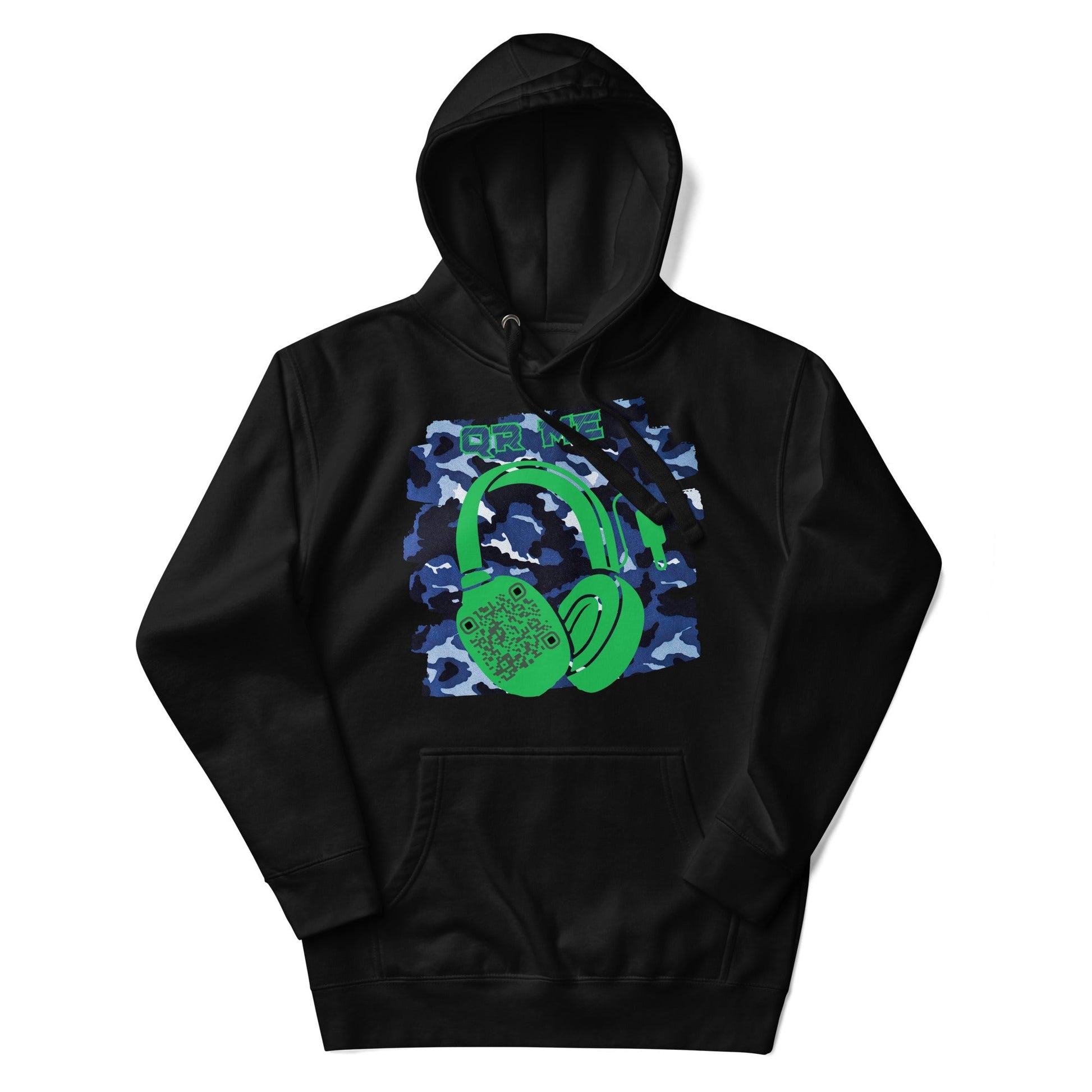 Personalized QR Code Blue Camo Hoodie β Blend In, Share Out