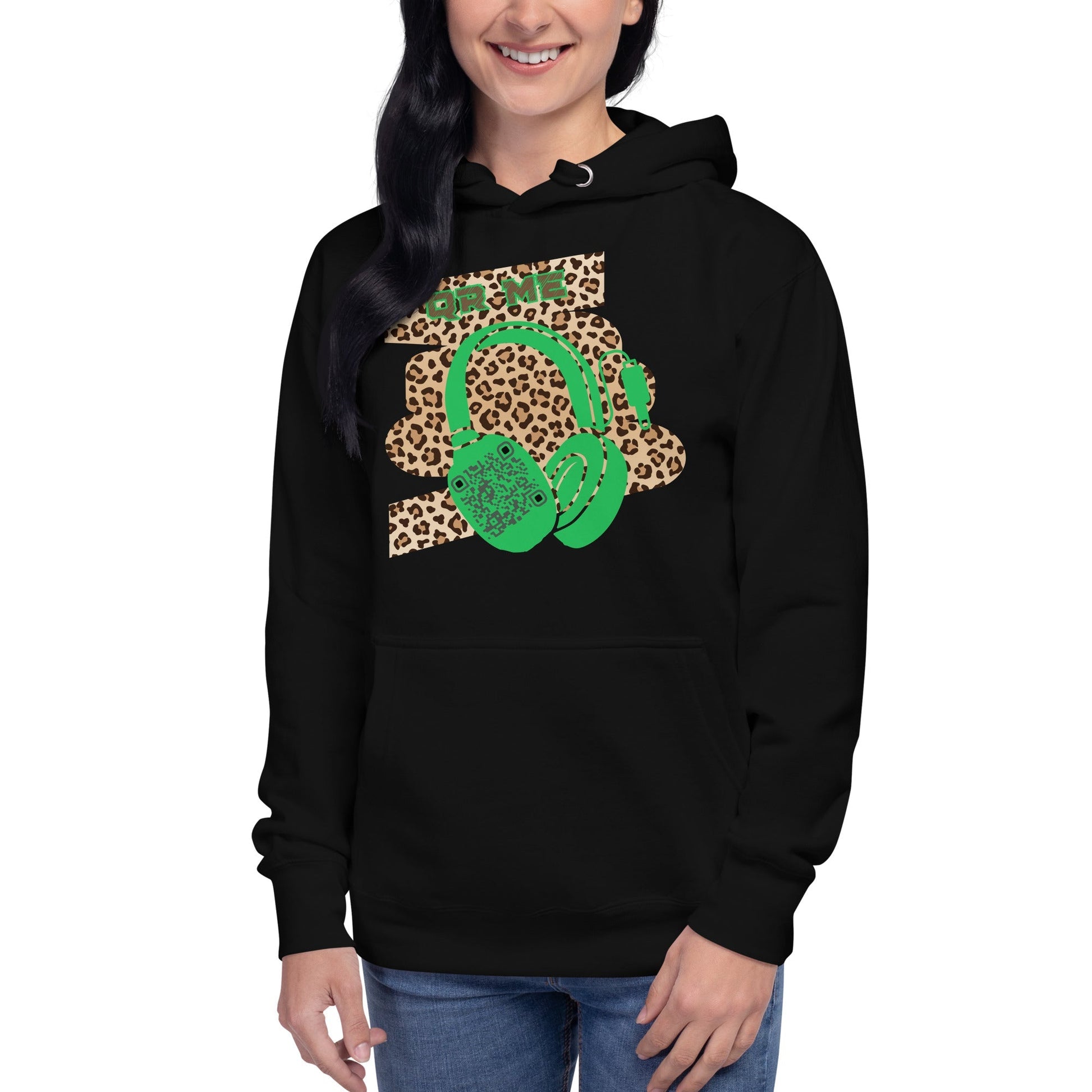 Custom QR Code Leopard Print Hoodie β Wild Style, Shared Tunes