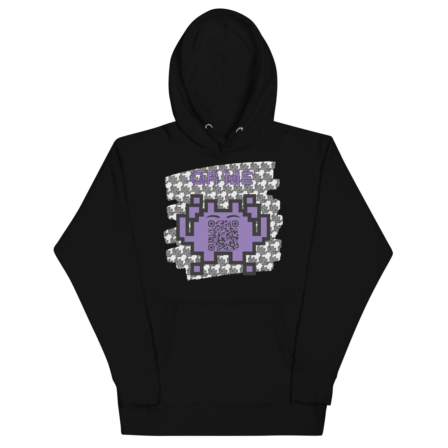 Monochrome Alien Emoji QR Code Hoodie β Share Your Stats