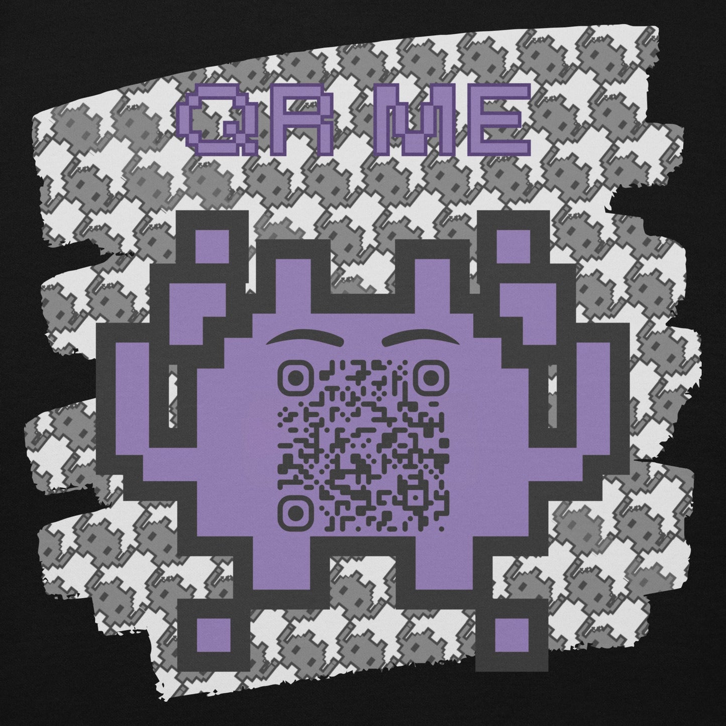 Monochrome Alien Emoji QR Code Hoodie β Share Your Stats