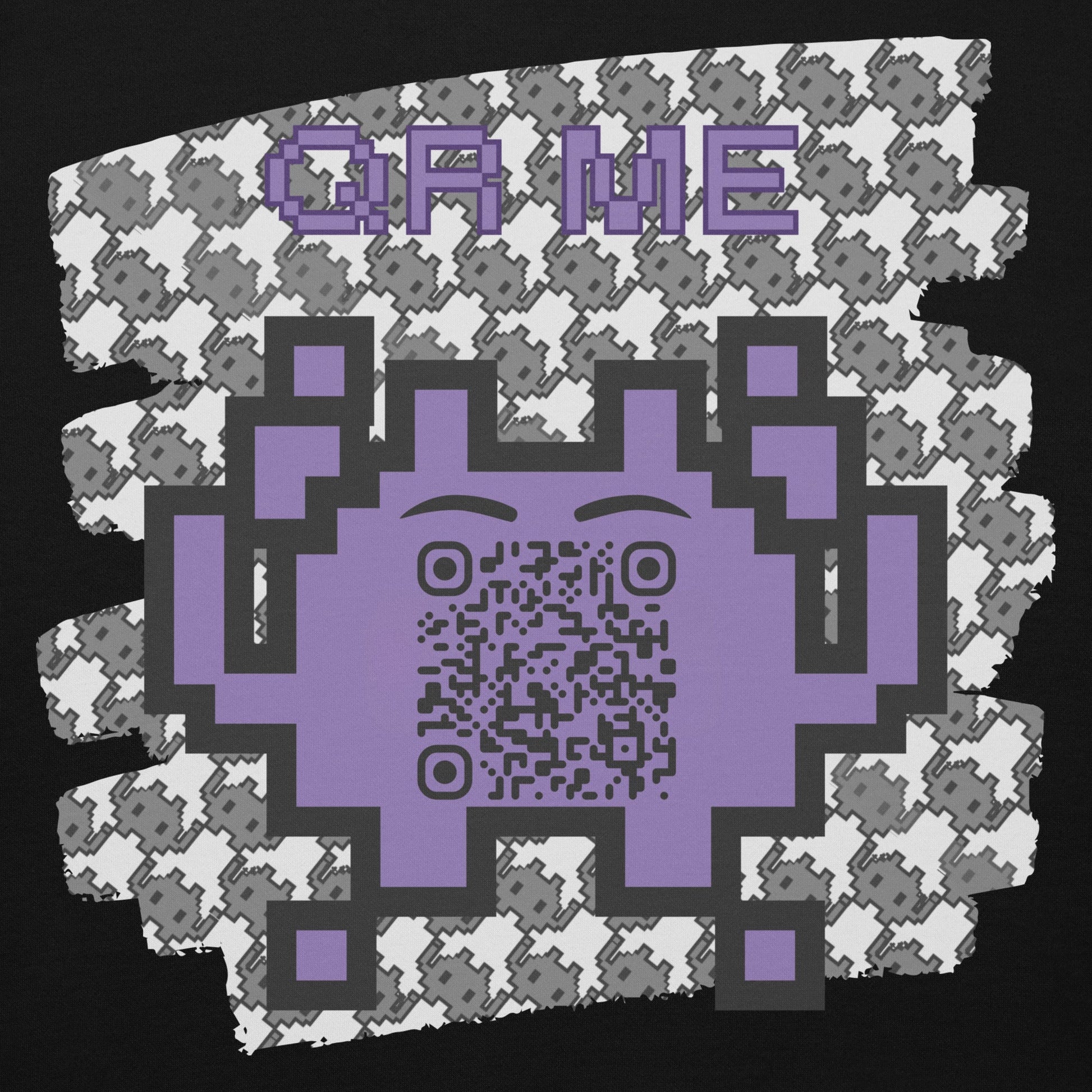Monochrome Alien Emoji QR Code Hoodie β Share Your Stats
