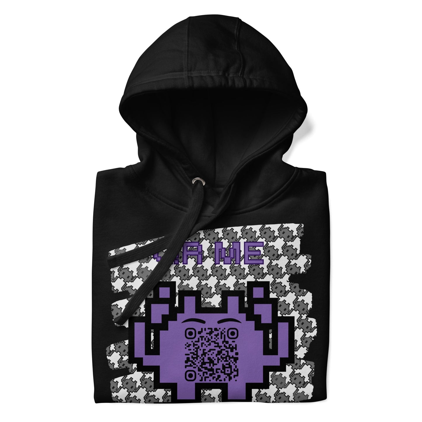 Monochrome Alien Emoji QR Code Hoodie β Share Your Stats