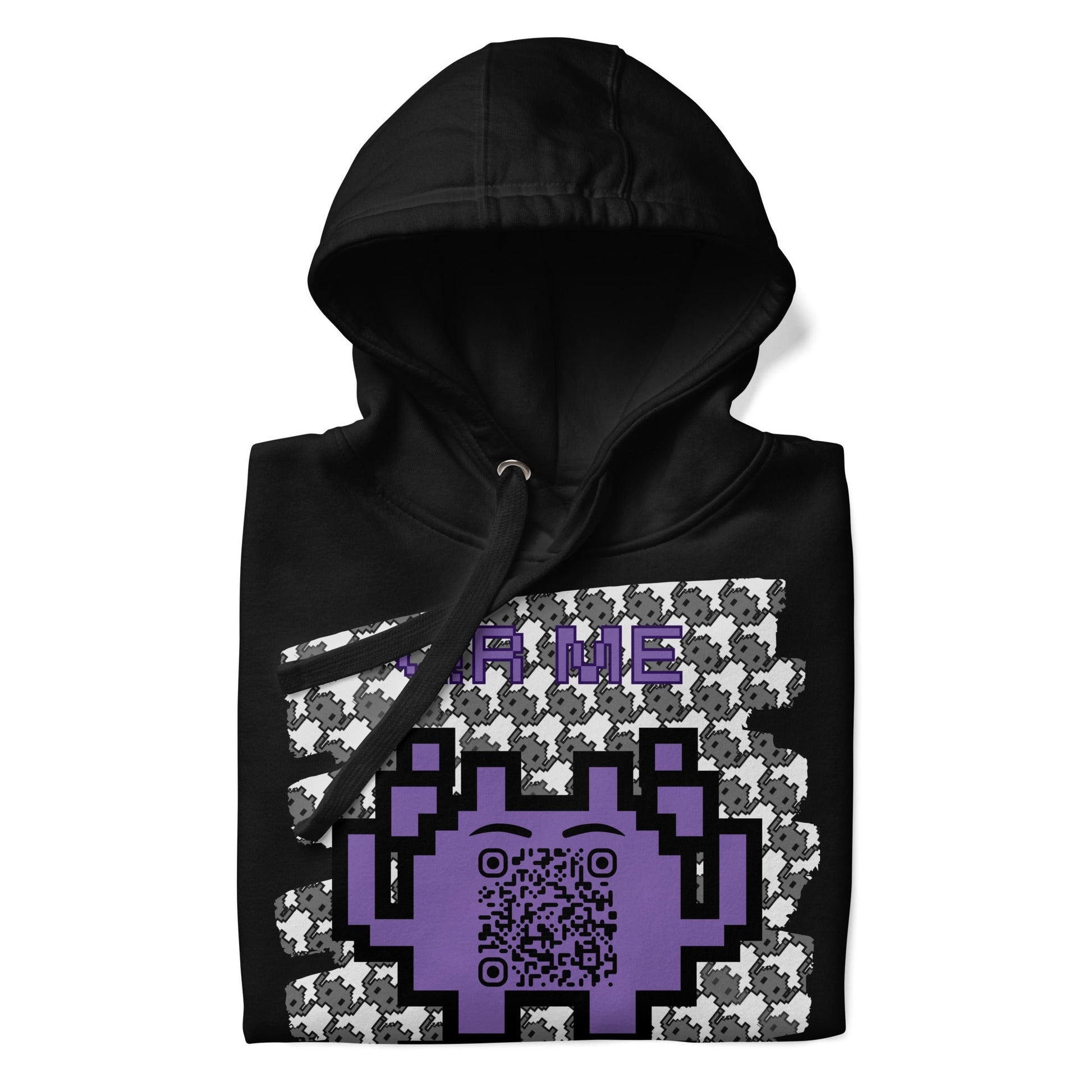 Monochrome Alien Emoji QR Code Hoodie β Share Your Stats