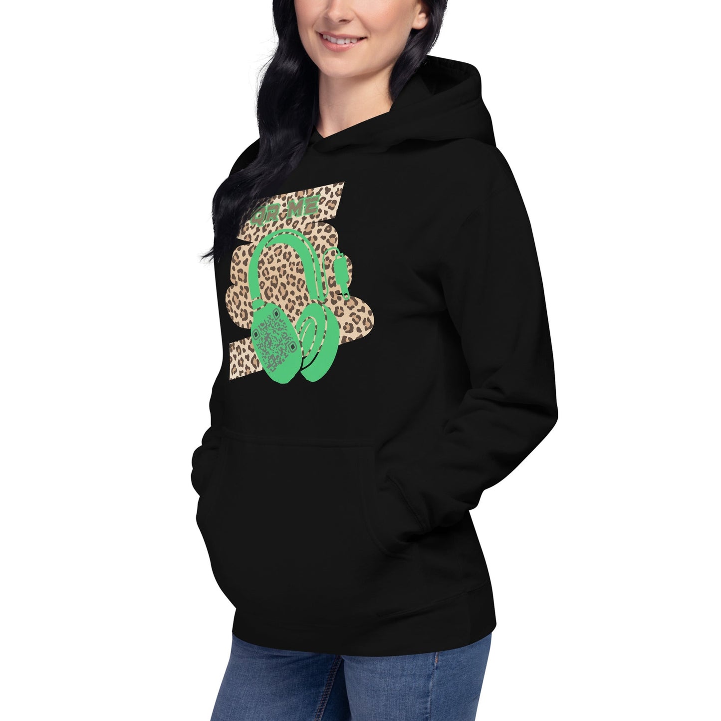 Custom QR Code Leopard Print Hoodie β Wild Style, Shared Tunes