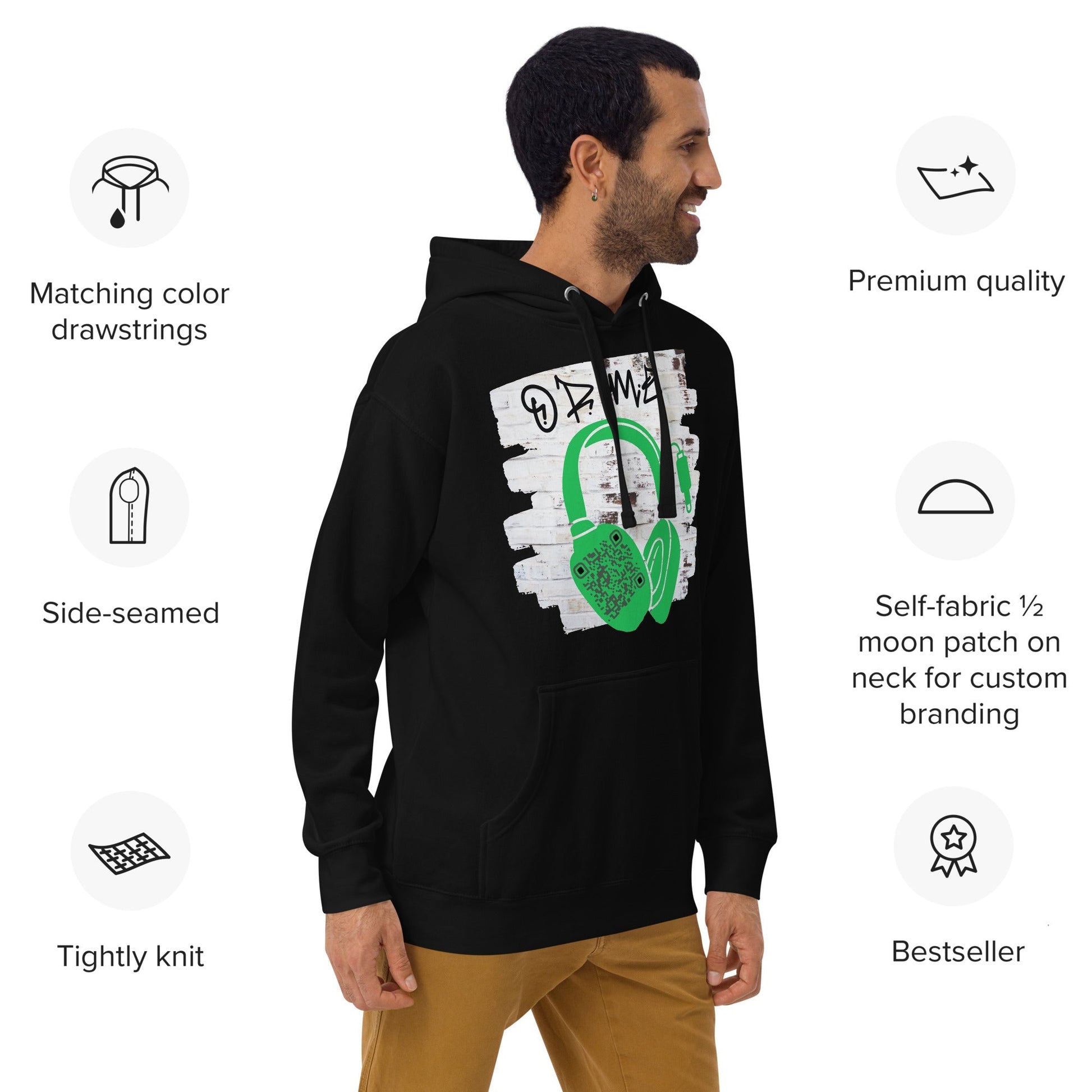 Personalized QR Code Graffiti Wall Hoodie β Share Your Music