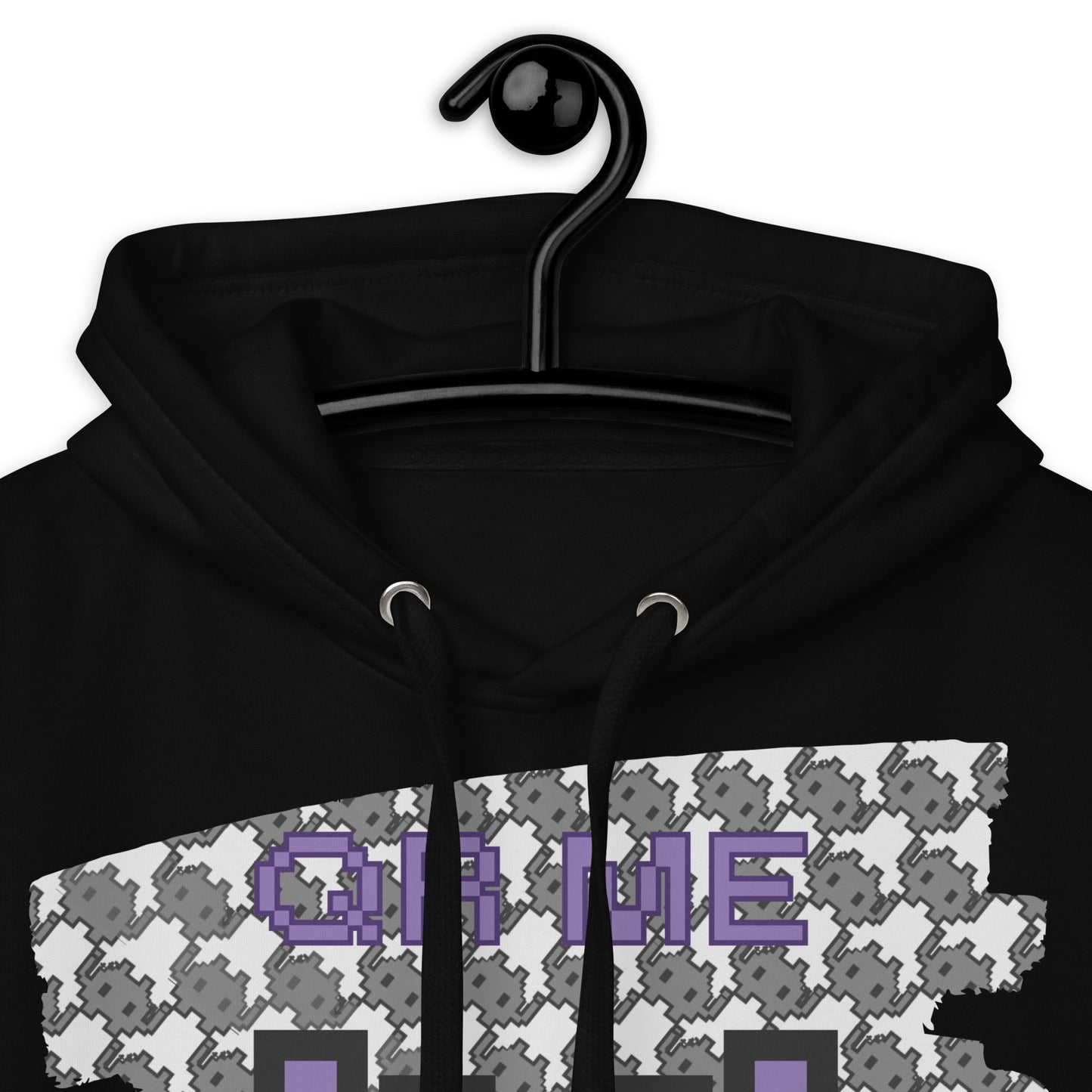 Monochrome Alien Emoji QR Code Hoodie β Share Your Stats