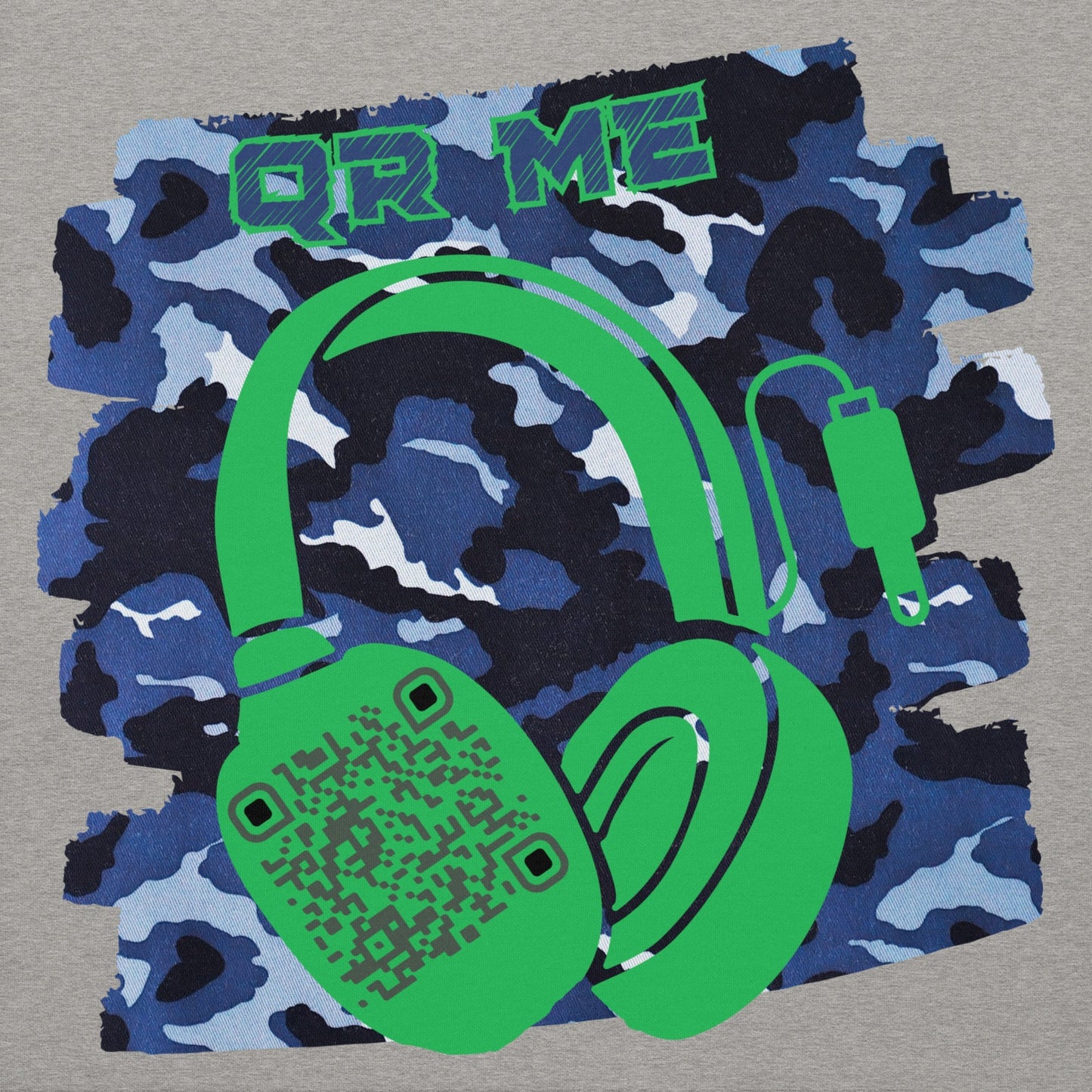 Personalized QR Code Blue Camo Hoodie β Blend In, Share Out