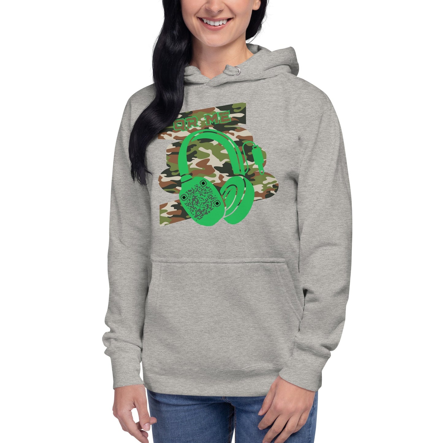 Personalized QR Code Green Camo Hoodie β Blend In, Stand Out