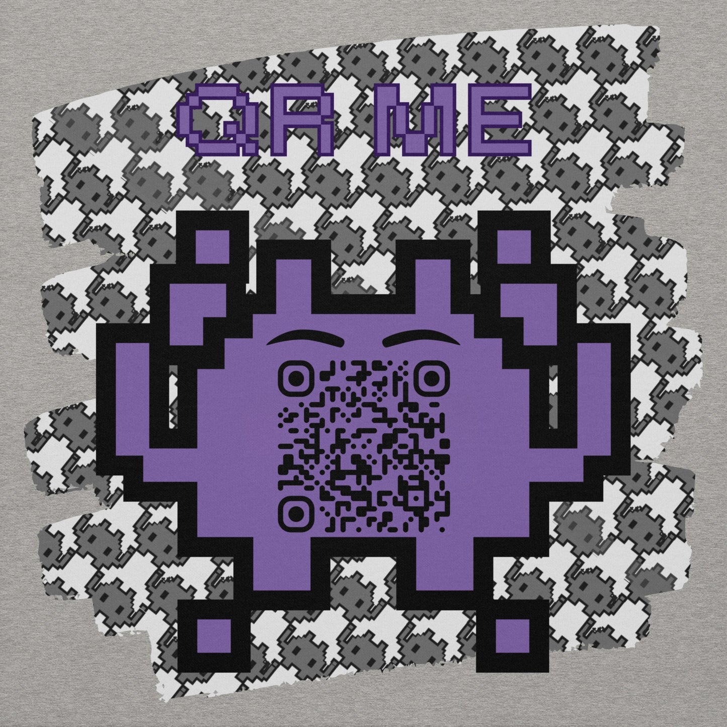 Monochrome Alien Emoji QR Code Hoodie β Share Your Stats
