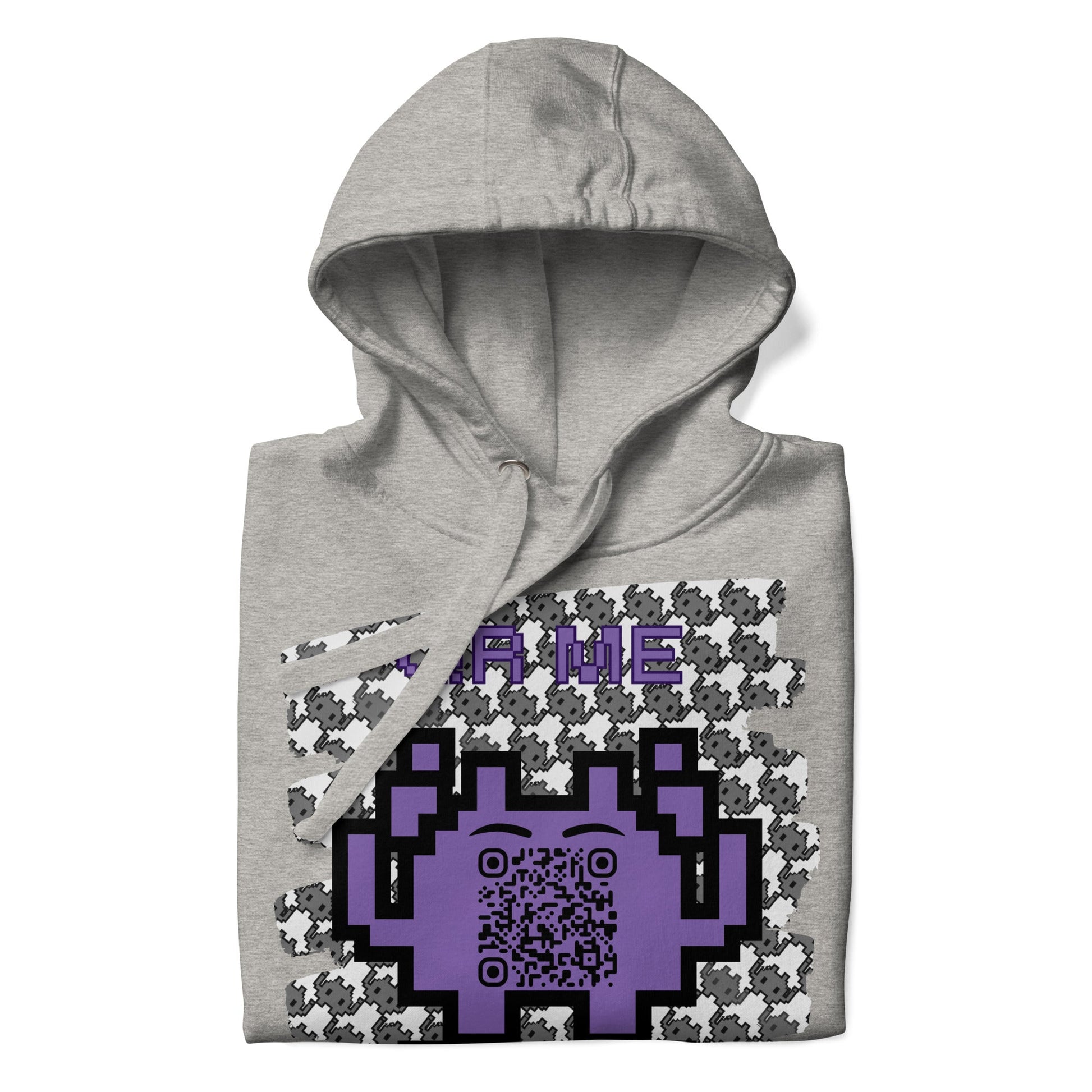 Monochrome Alien Emoji QR Code Hoodie β Share Your Stats