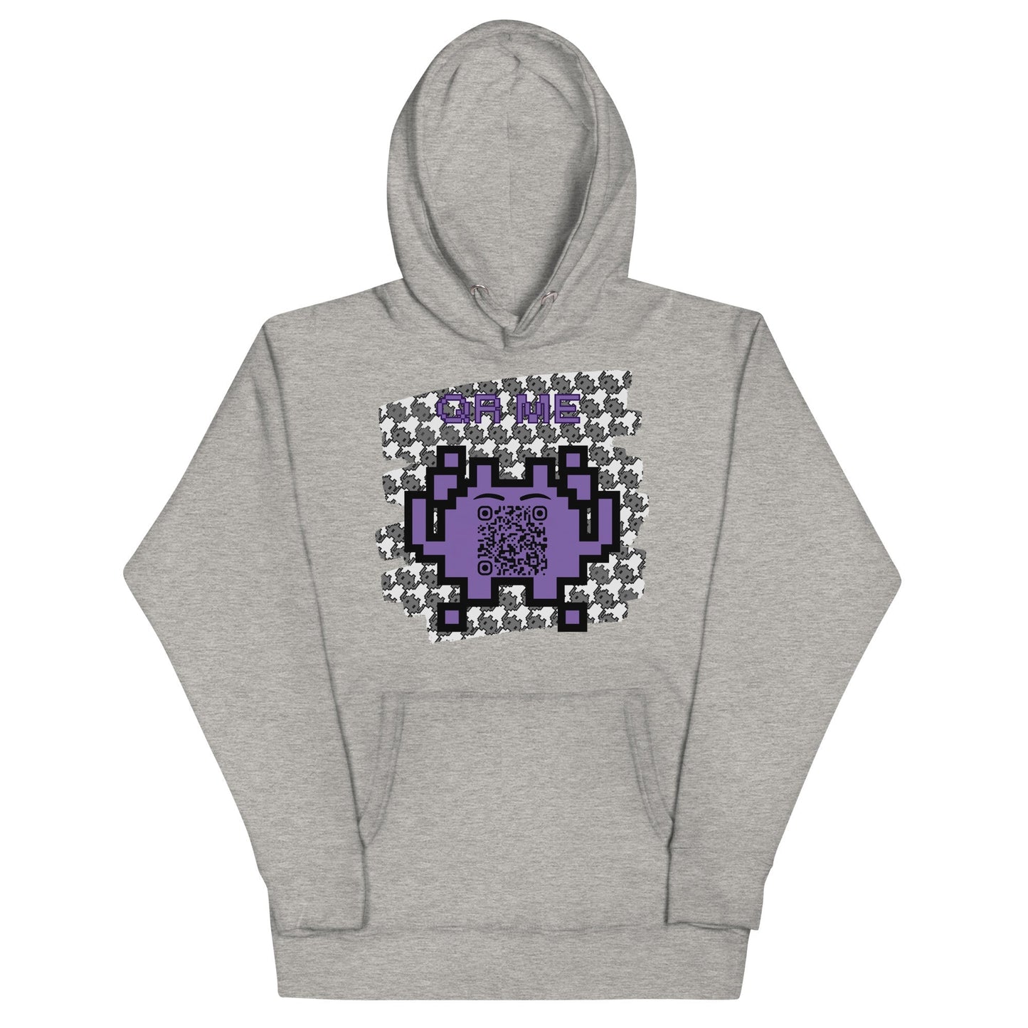 Monochrome Alien Emoji QR Code Hoodie β Share Your Stats