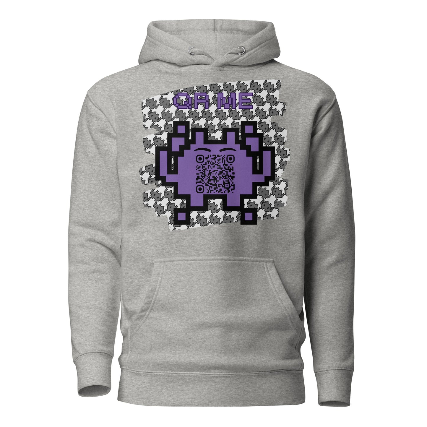 Monochrome Alien Emoji QR Code Hoodie β Share Your Stats