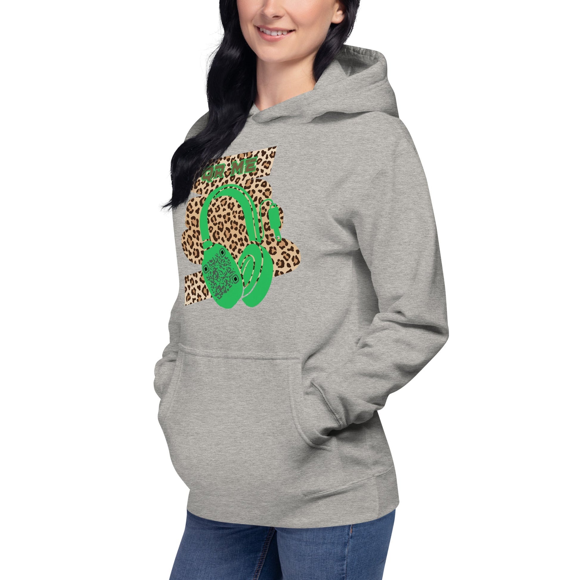 Custom QR Code Leopard Print Hoodie β Wild Style, Shared Tunes