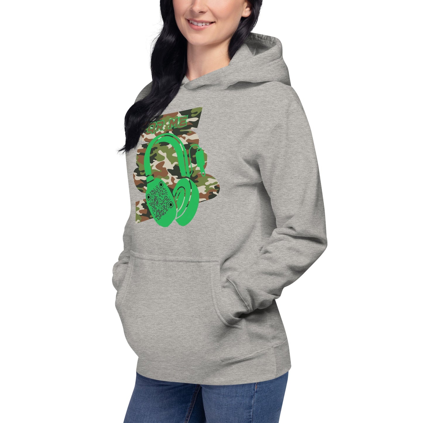 Personalized QR Code Green Camo Hoodie β Blend In, Stand Out