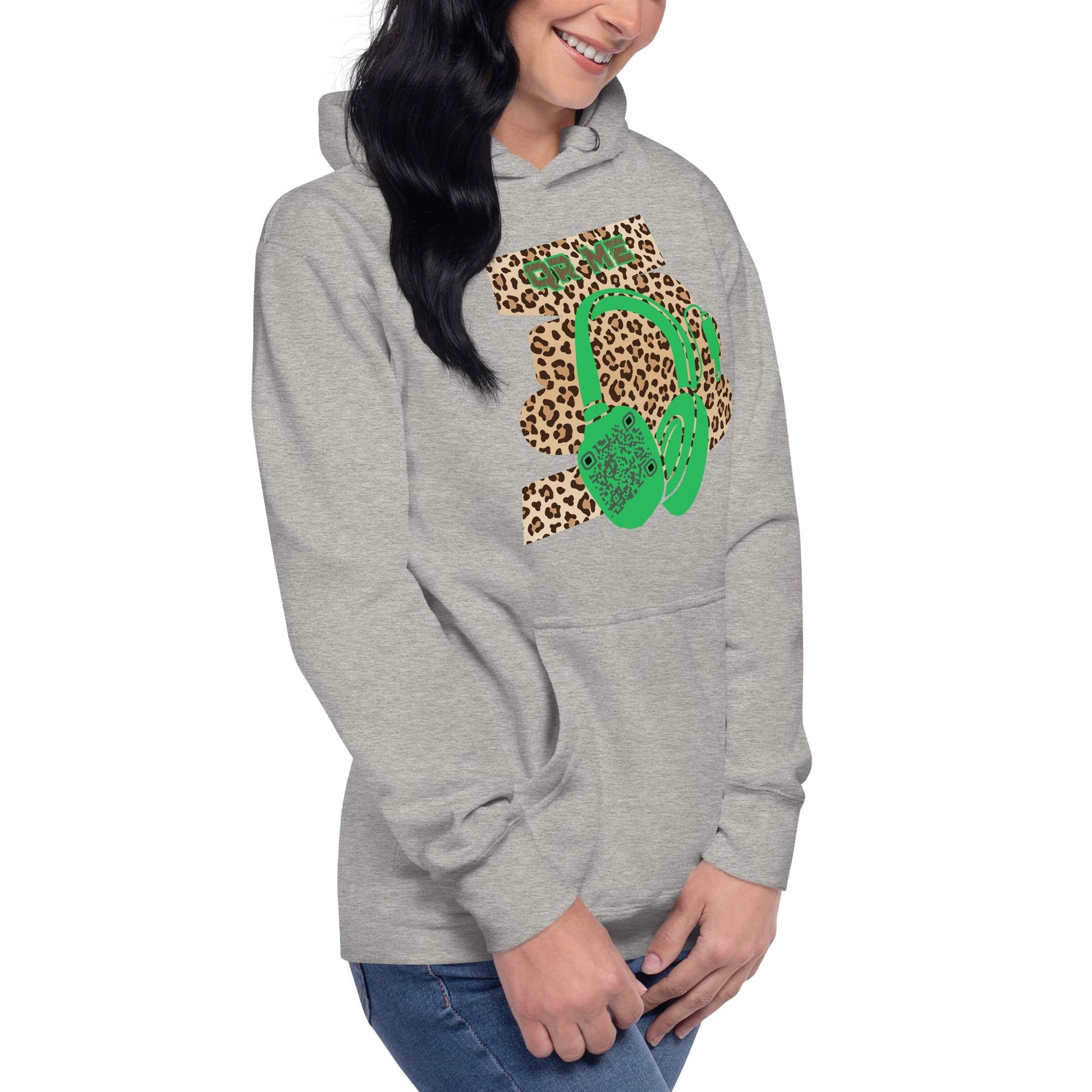 Custom QR Code Leopard Print Hoodie β Wild Style, Shared Tunes