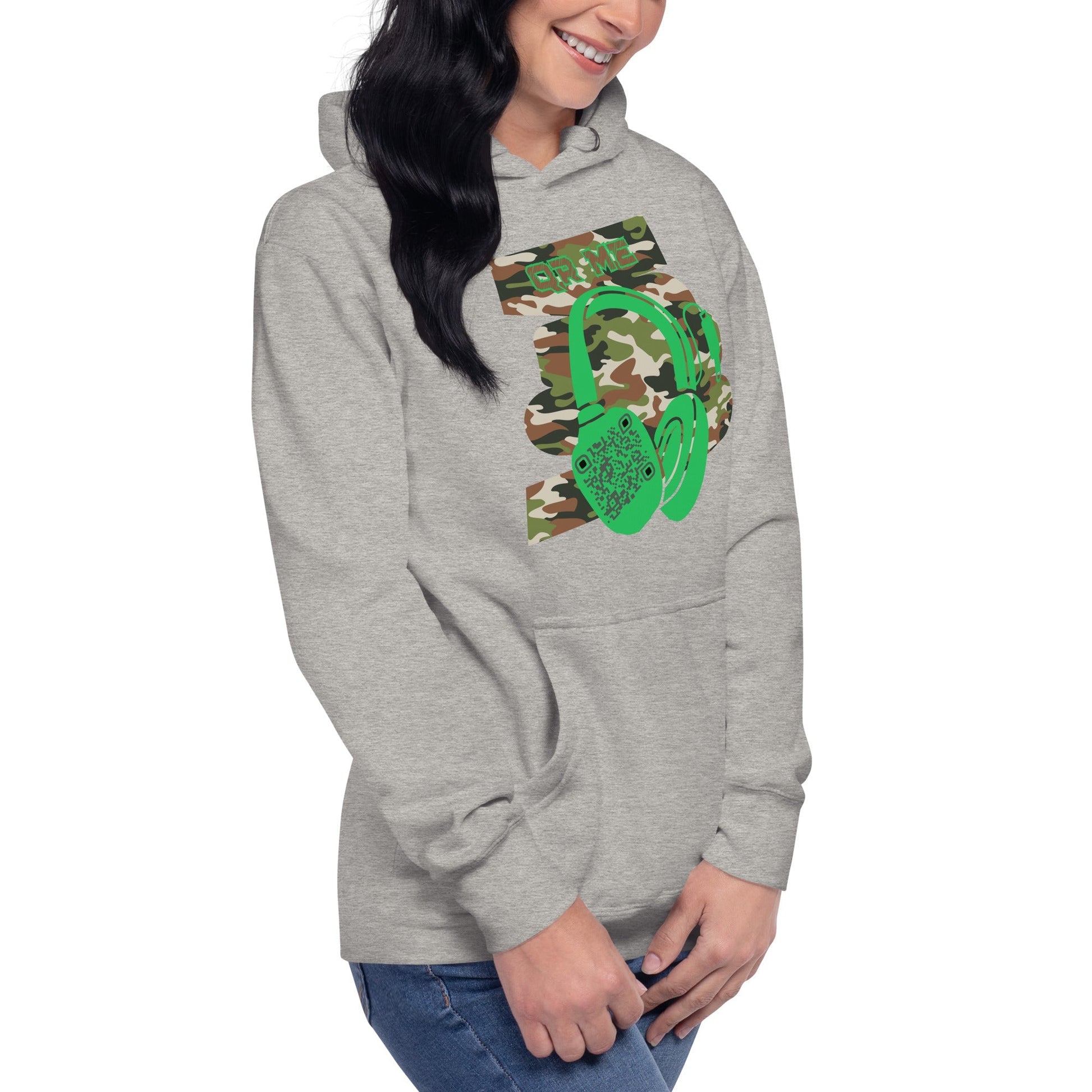 Personalized QR Code Green Camo Hoodie β Blend In, Stand Out