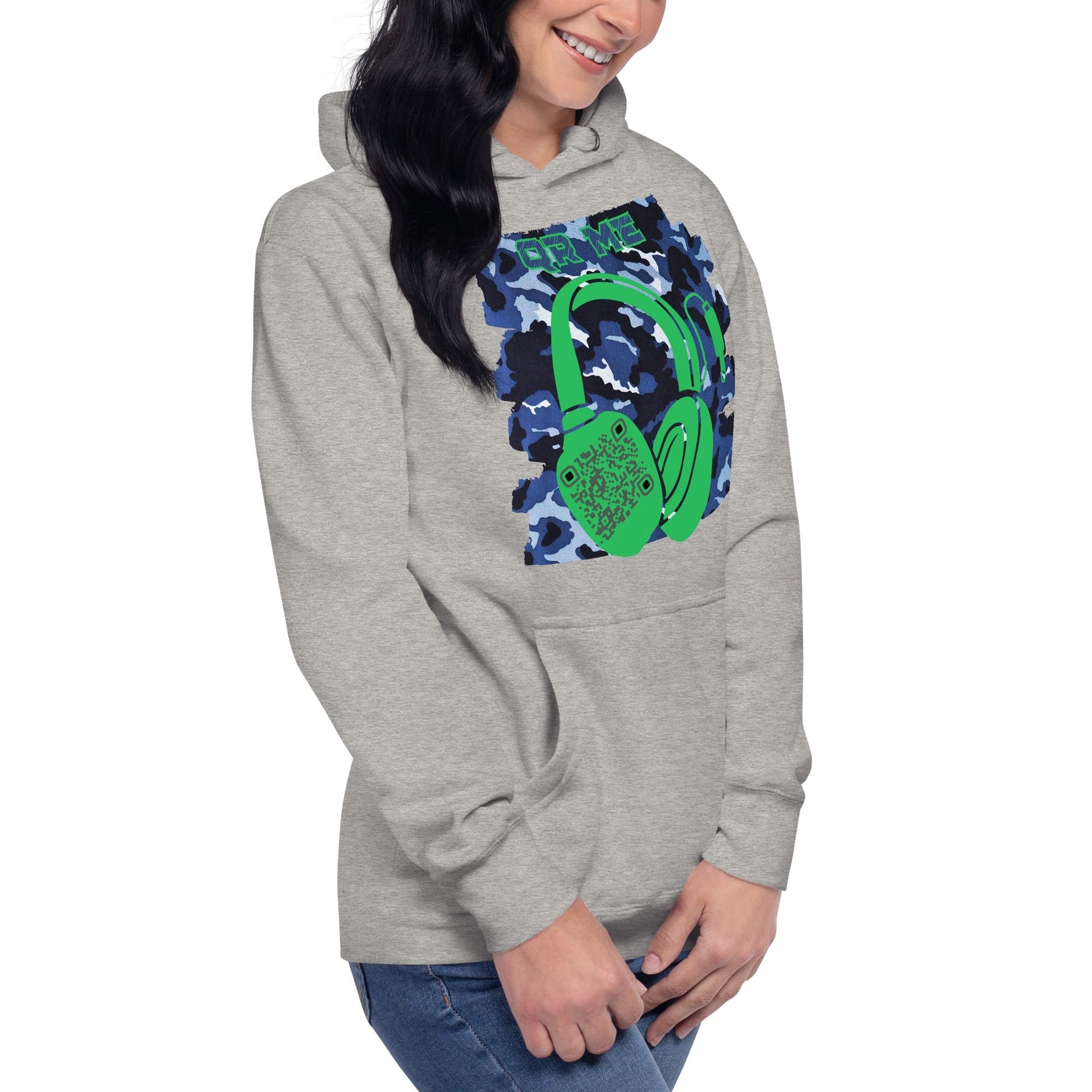 Personalized QR Code Blue Camo Hoodie β Blend In, Share Out