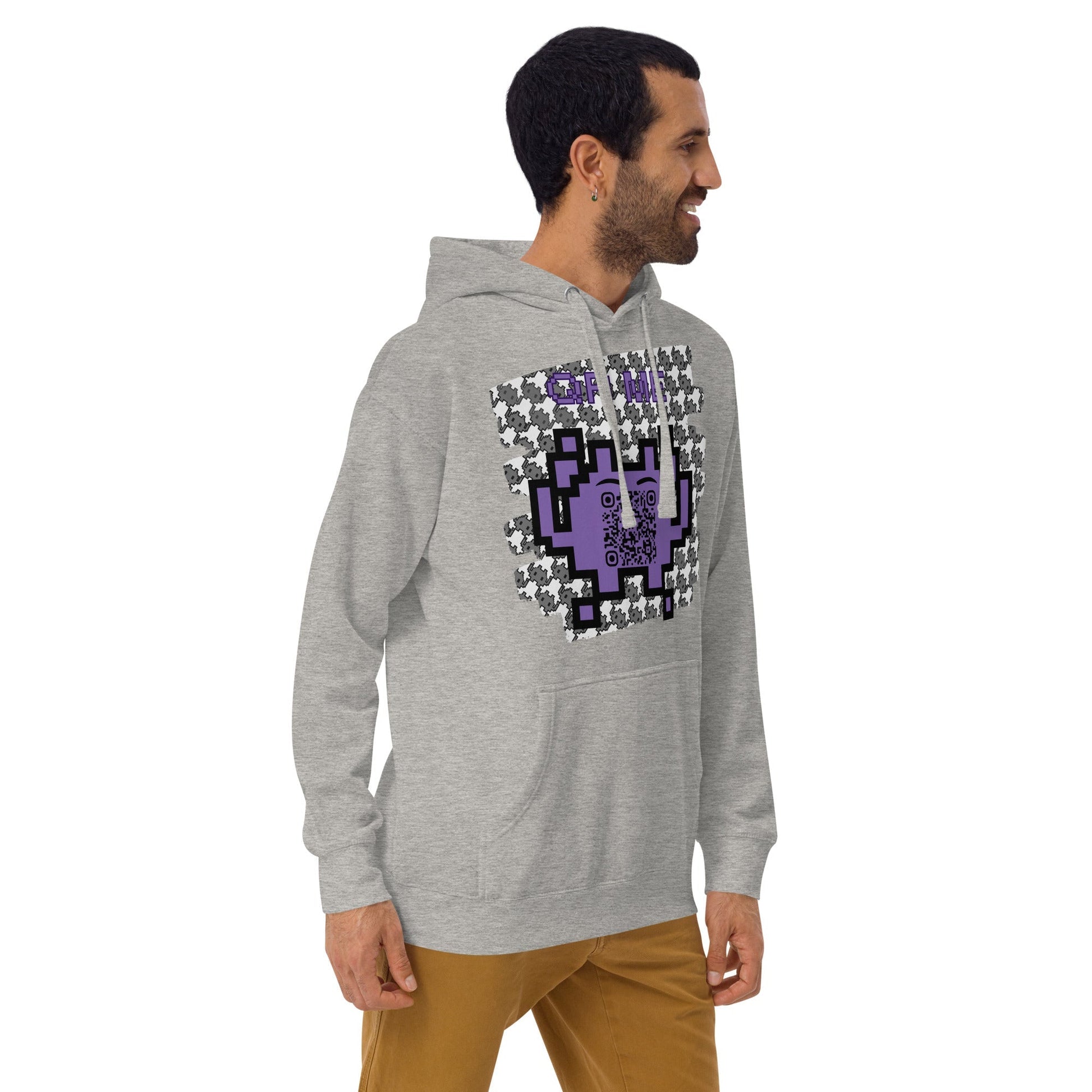 Monochrome Alien Emoji QR Code Hoodie β Share Your Stats