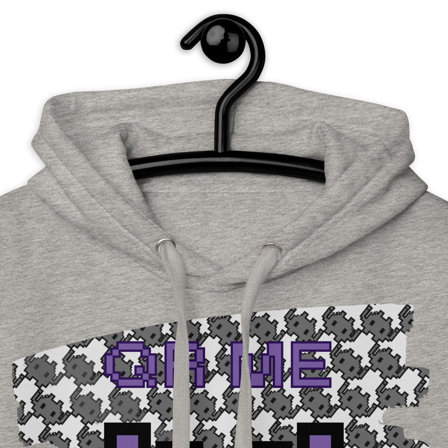 Monochrome Alien Emoji QR Code Hoodie β Share Your Stats