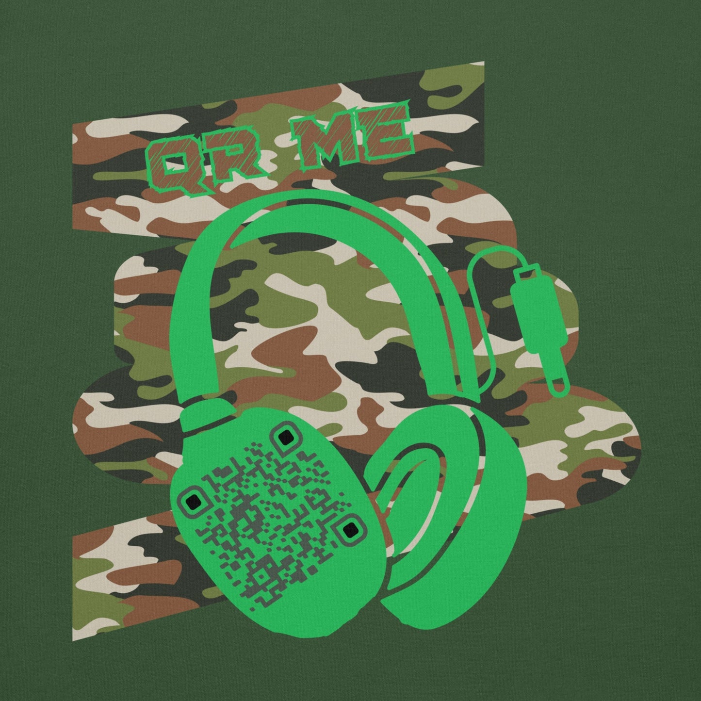 Personalized QR Code Green Camo Hoodie β Blend In, Stand Out