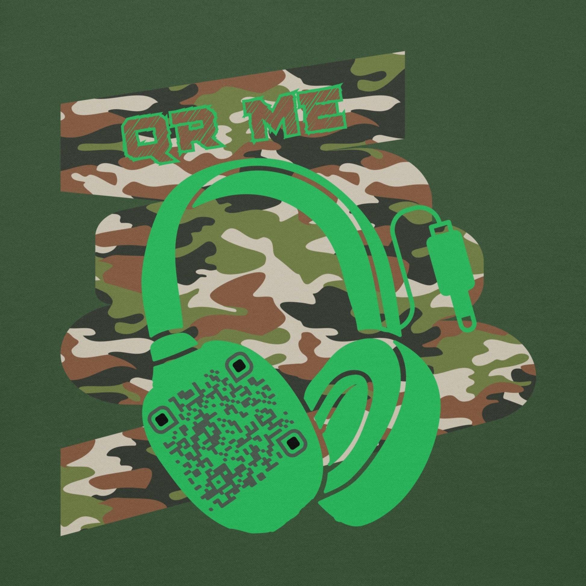 Personalized QR Code Green Camo Hoodie β Blend In, Stand Out