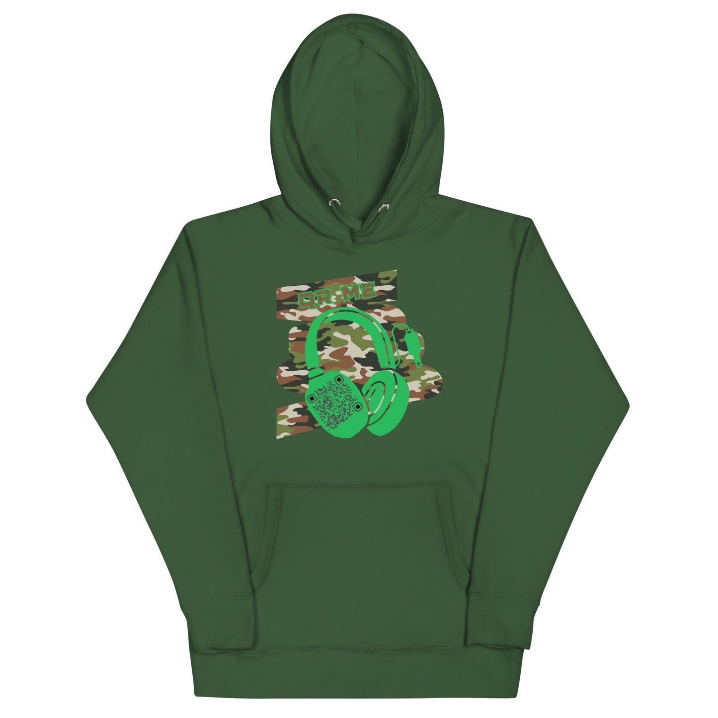 Personalized QR Code Green Camo Hoodie β Blend In, Stand Out