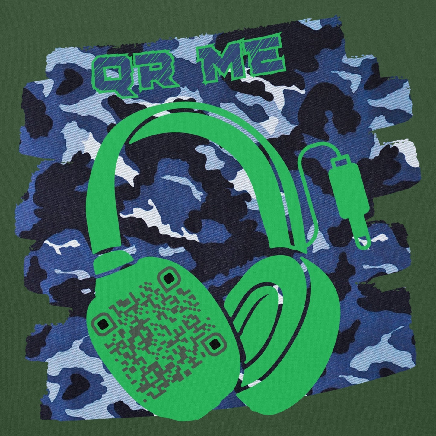 Personalized QR Code Blue Camo Hoodie β Blend In, Share Out