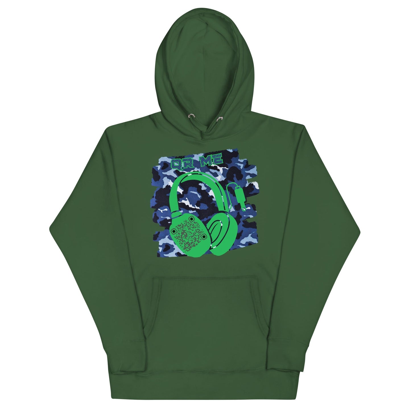 Personalized QR Code Blue Camo Hoodie β Blend In, Share Out