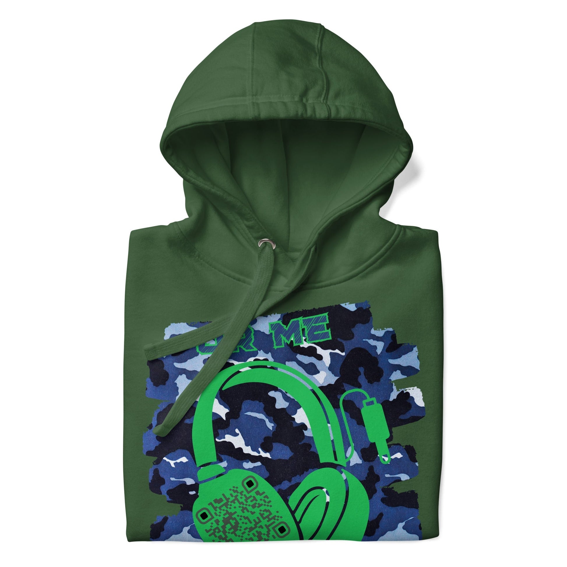 Personalized QR Code Blue Camo Hoodie β Blend In, Share Out