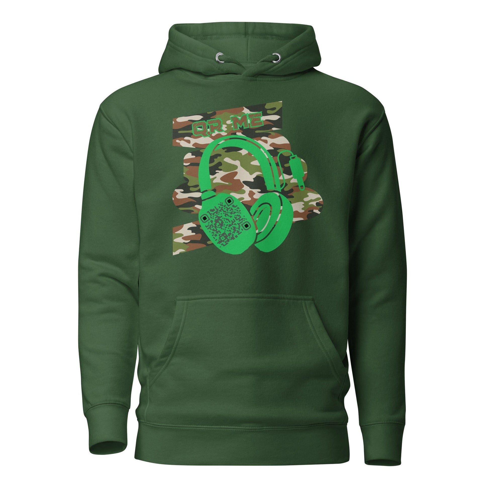 Personalized QR Code Green Camo Hoodie β Blend In, Stand Out