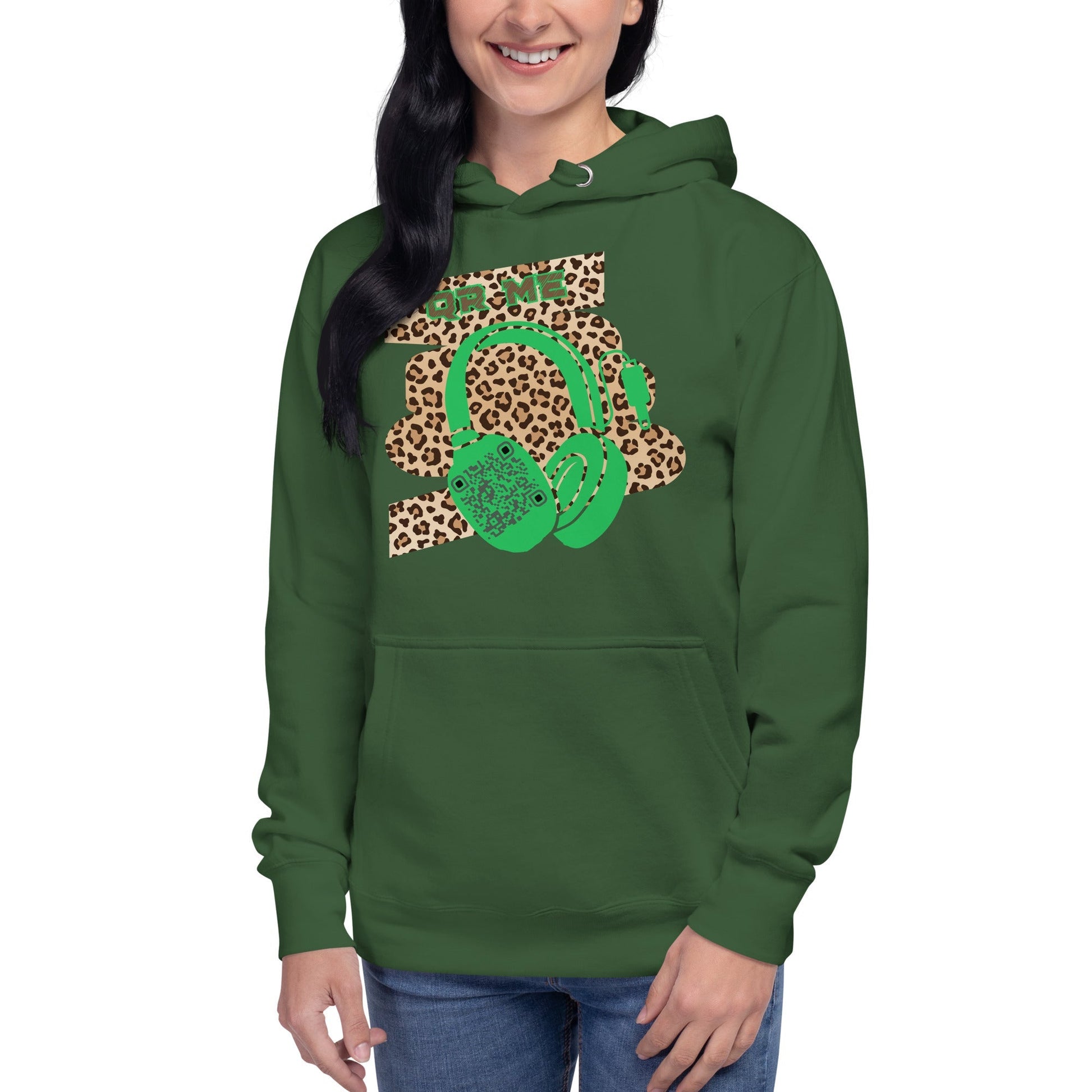 Custom QR Code Leopard Print Hoodie β Wild Style, Shared Tunes