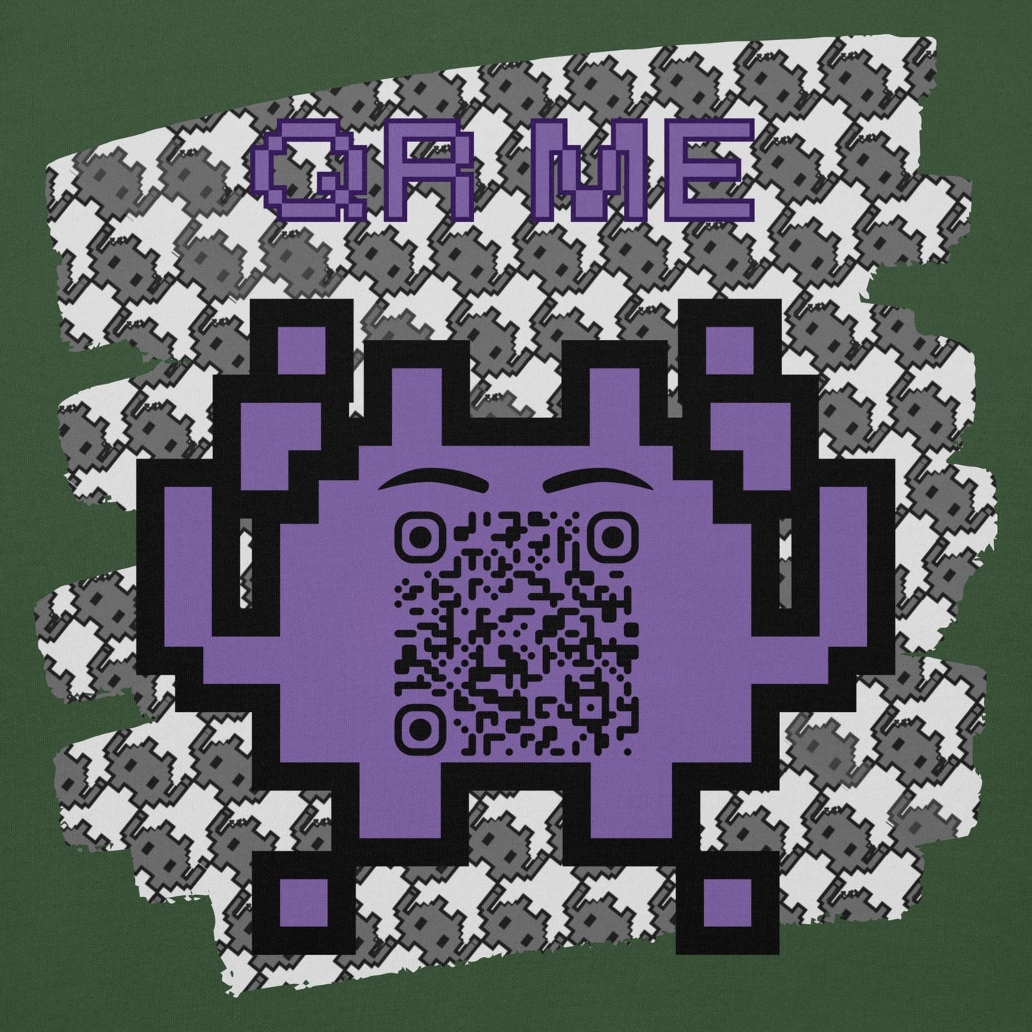 Monochrome Alien Emoji QR Code Hoodie β Share Your Stats