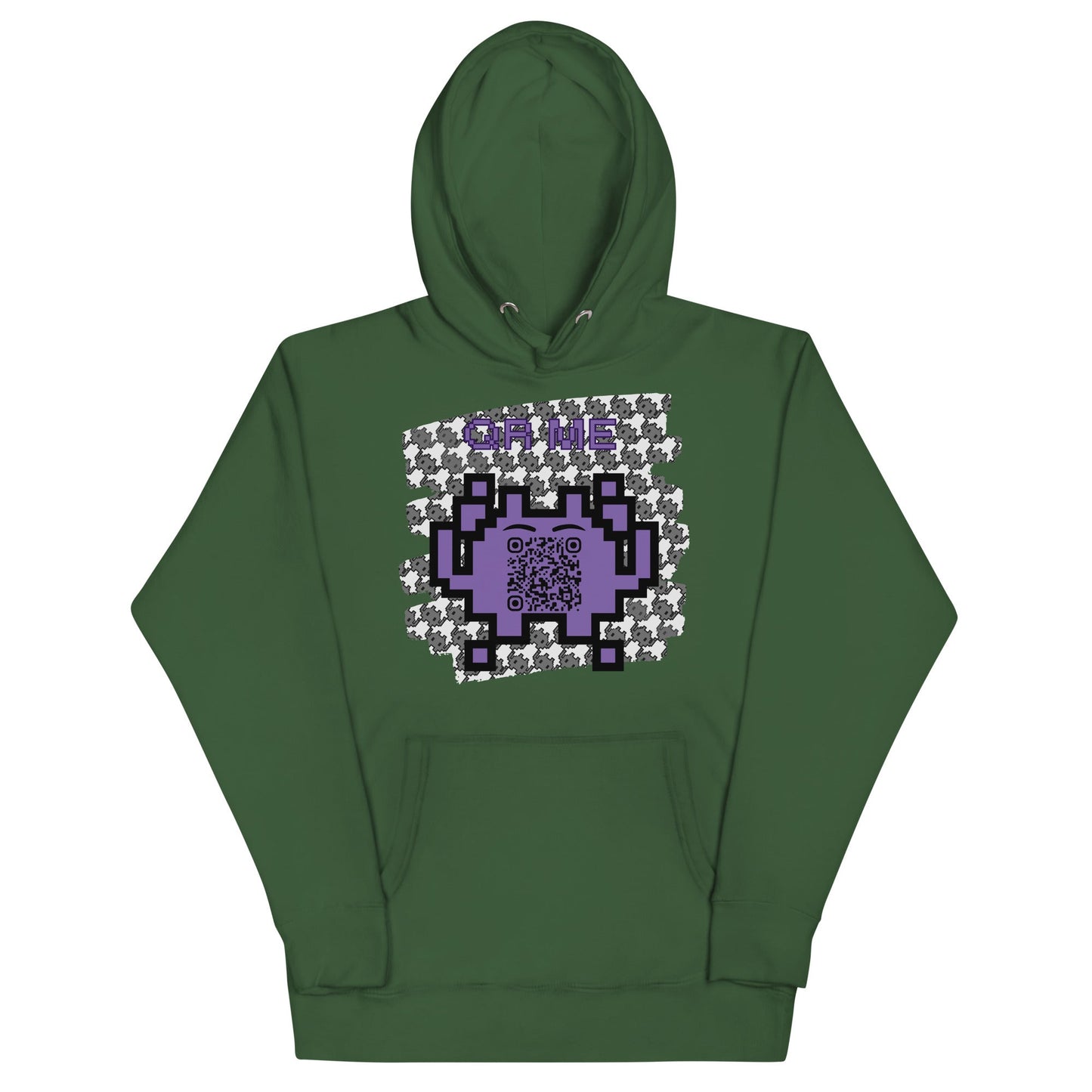 Monochrome Alien Emoji QR Code Hoodie β Share Your Stats