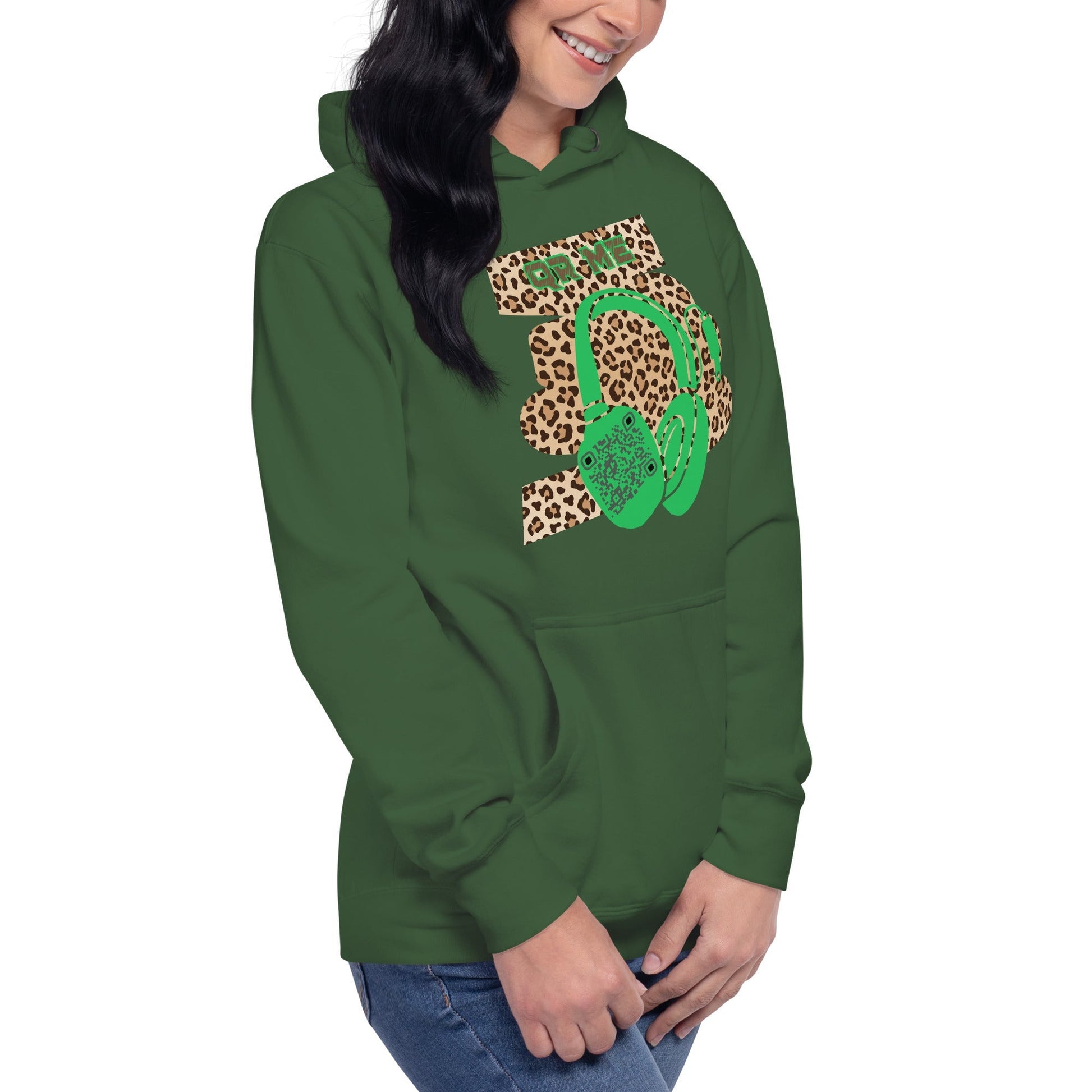 Custom QR Code Leopard Print Hoodie β Wild Style, Shared Tunes