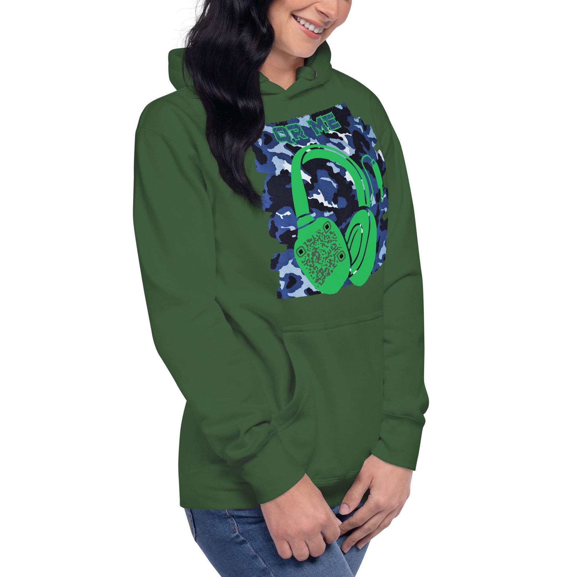 Personalized QR Code Blue Camo Hoodie β Blend In, Share Out