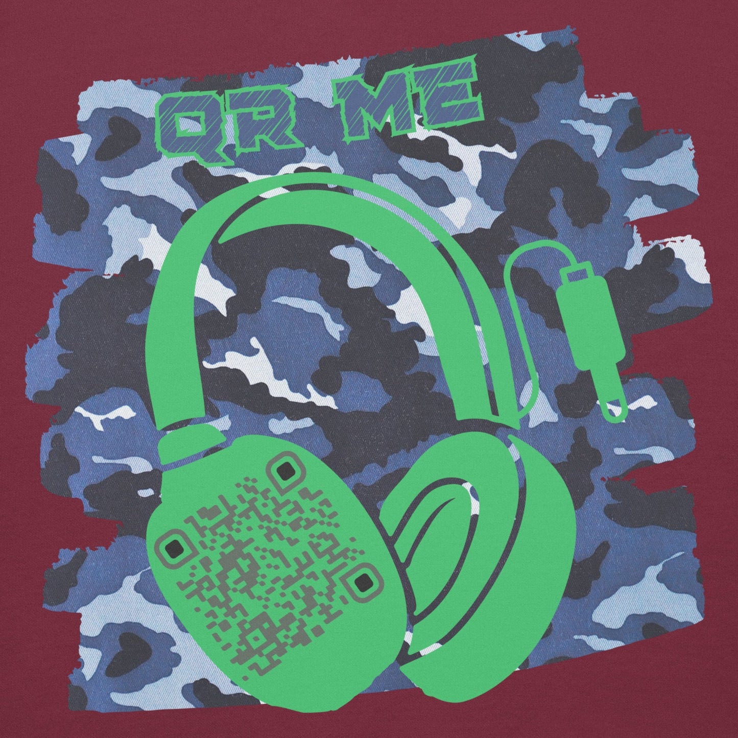 Personalized QR Code Blue Camo Hoodie β Blend In, Share Out