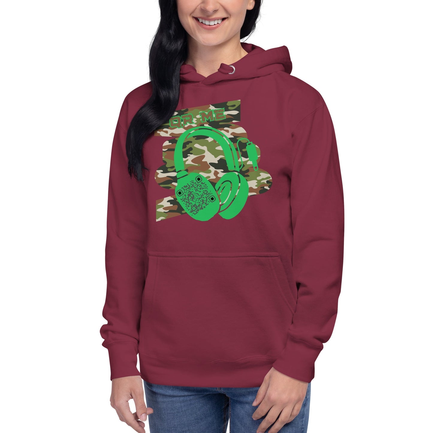 Personalized QR Code Green Camo Hoodie β Blend In, Stand Out