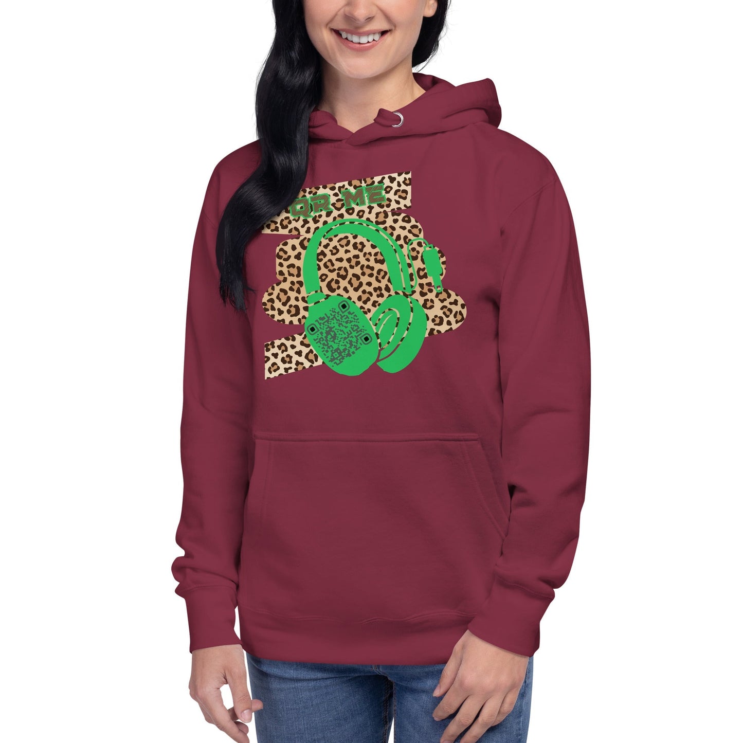 Custom QR Code Leopard Print Hoodie β Wild Style, Shared Tunes